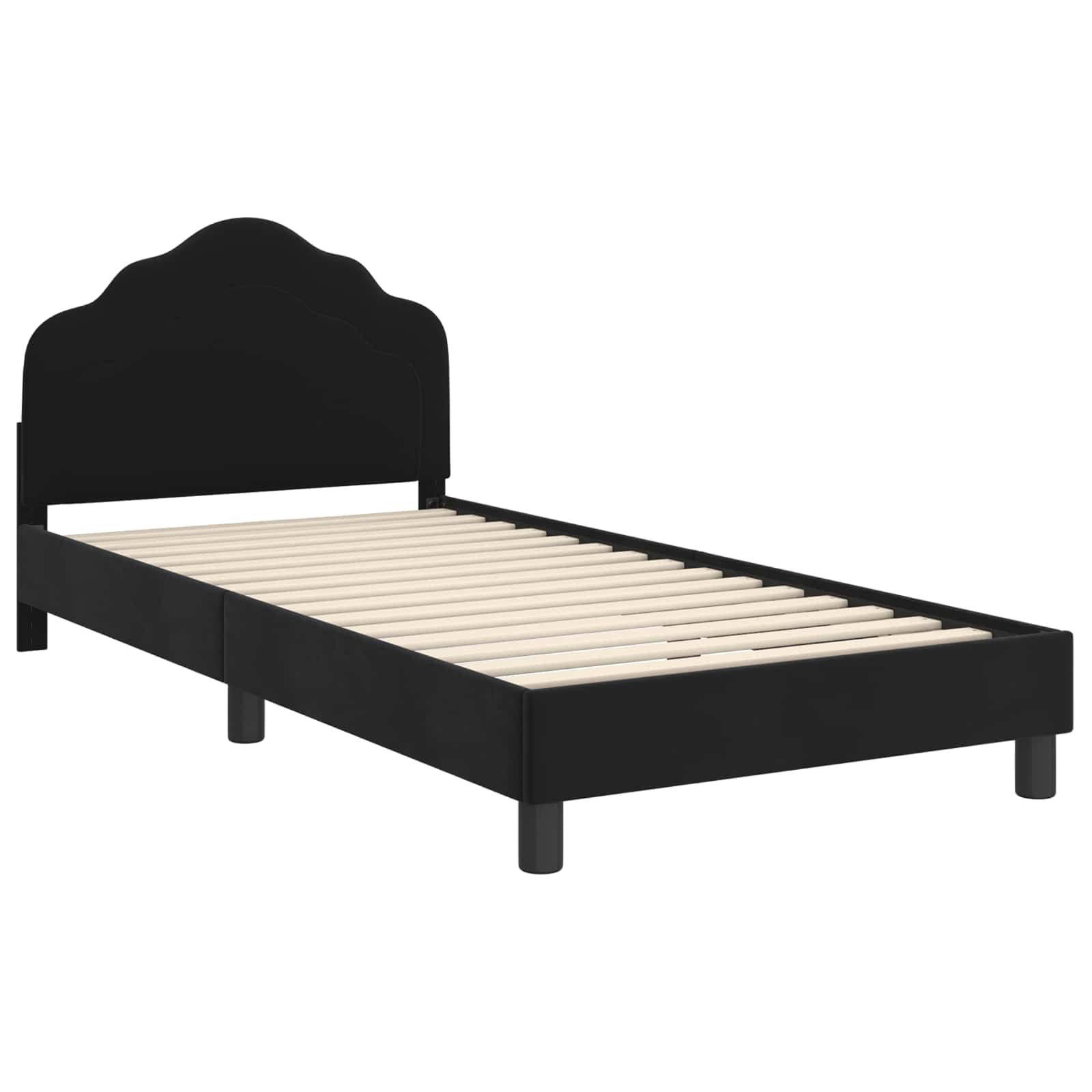 Kinderbettgestell mit Kopfteil Schwarz 90 x 200 cm Samt