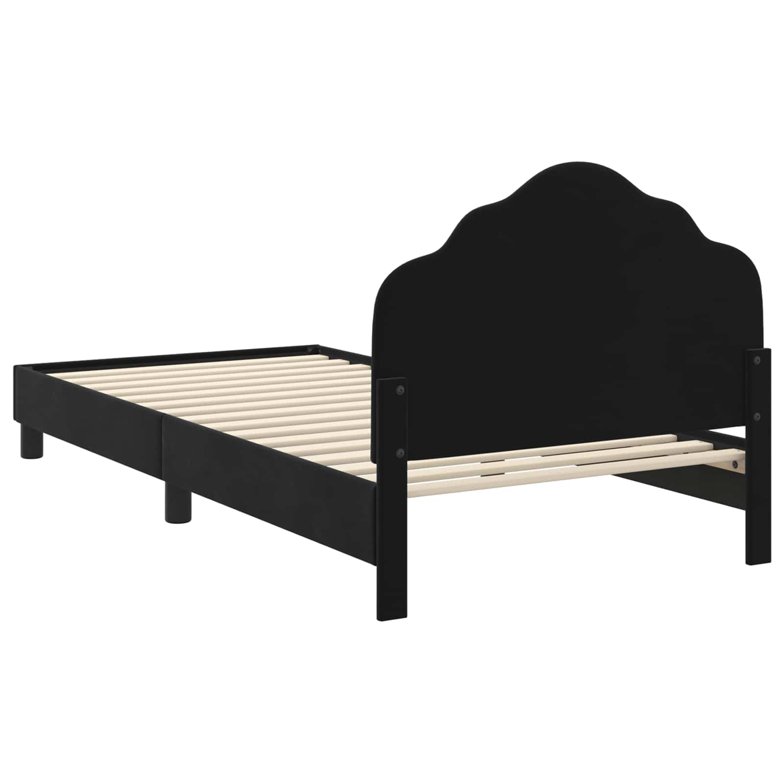 Kinderbettgestell mit Kopfteil Schwarz 90 x 200 cm Samt