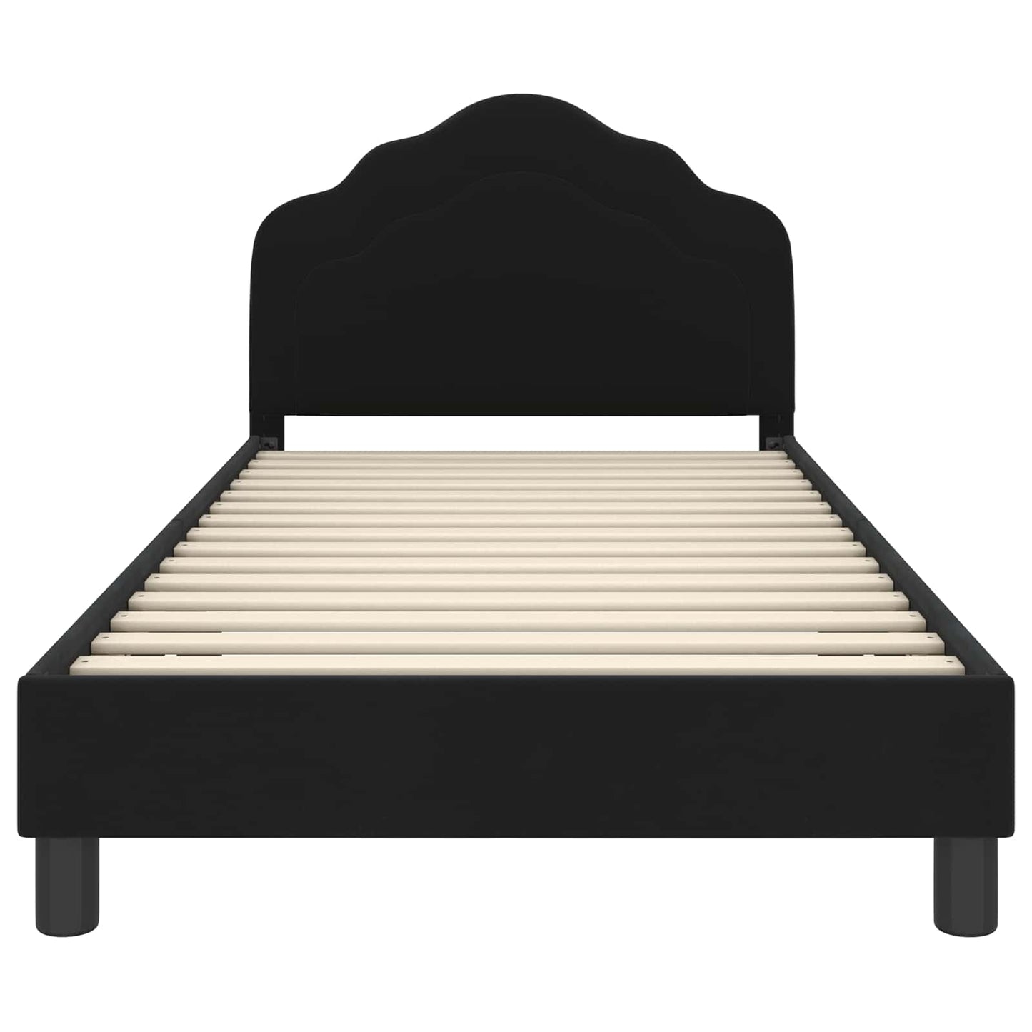 Kinderbettgestell mit Kopfteil Schwarz 90 x 200 cm Samt