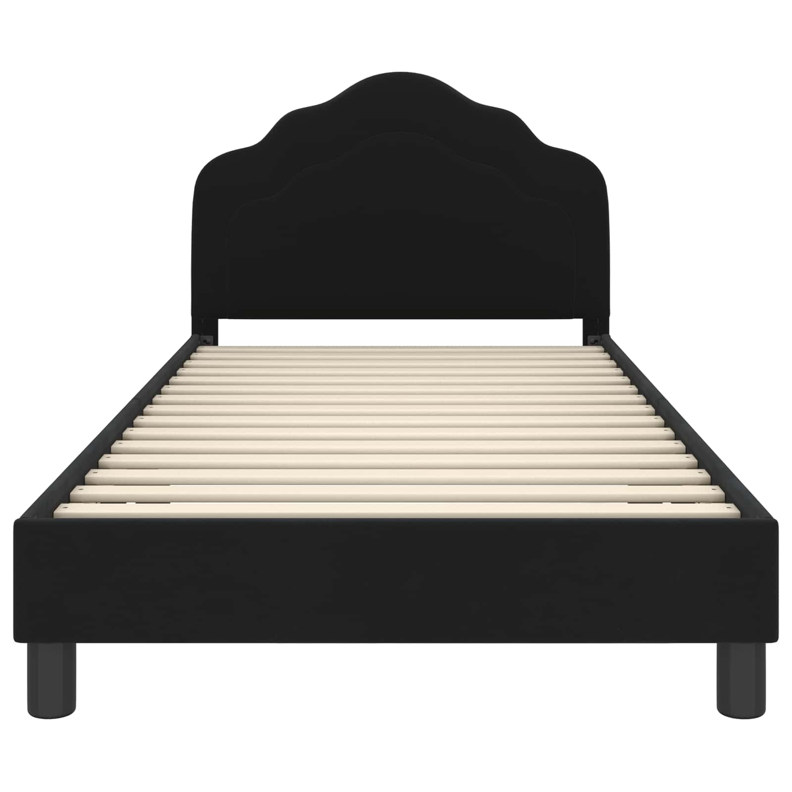 Kinderbettgestell mit Kopfteil Schwarz 90 x 200 cm Samt