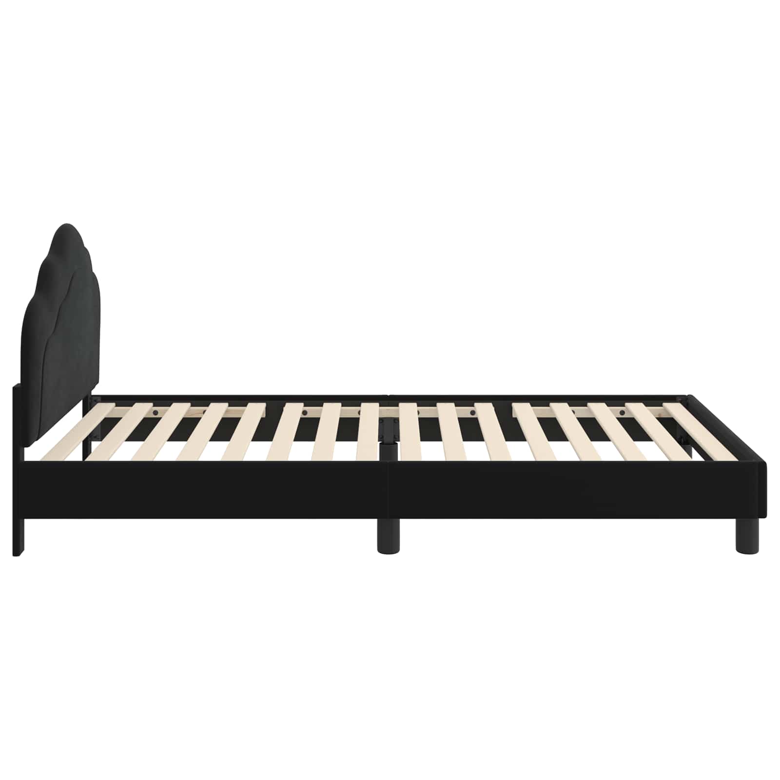 Kinderbettgestell mit Kopfteil Schwarz 90 x 200 cm Samt