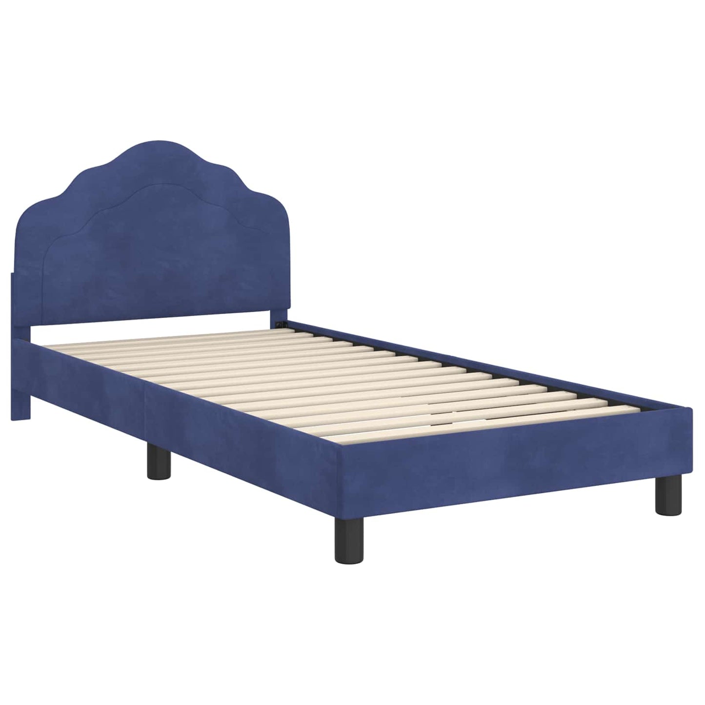 Kinderbettgestell mit Kopfteil Polizeiblau 90 x 200 cm Samt