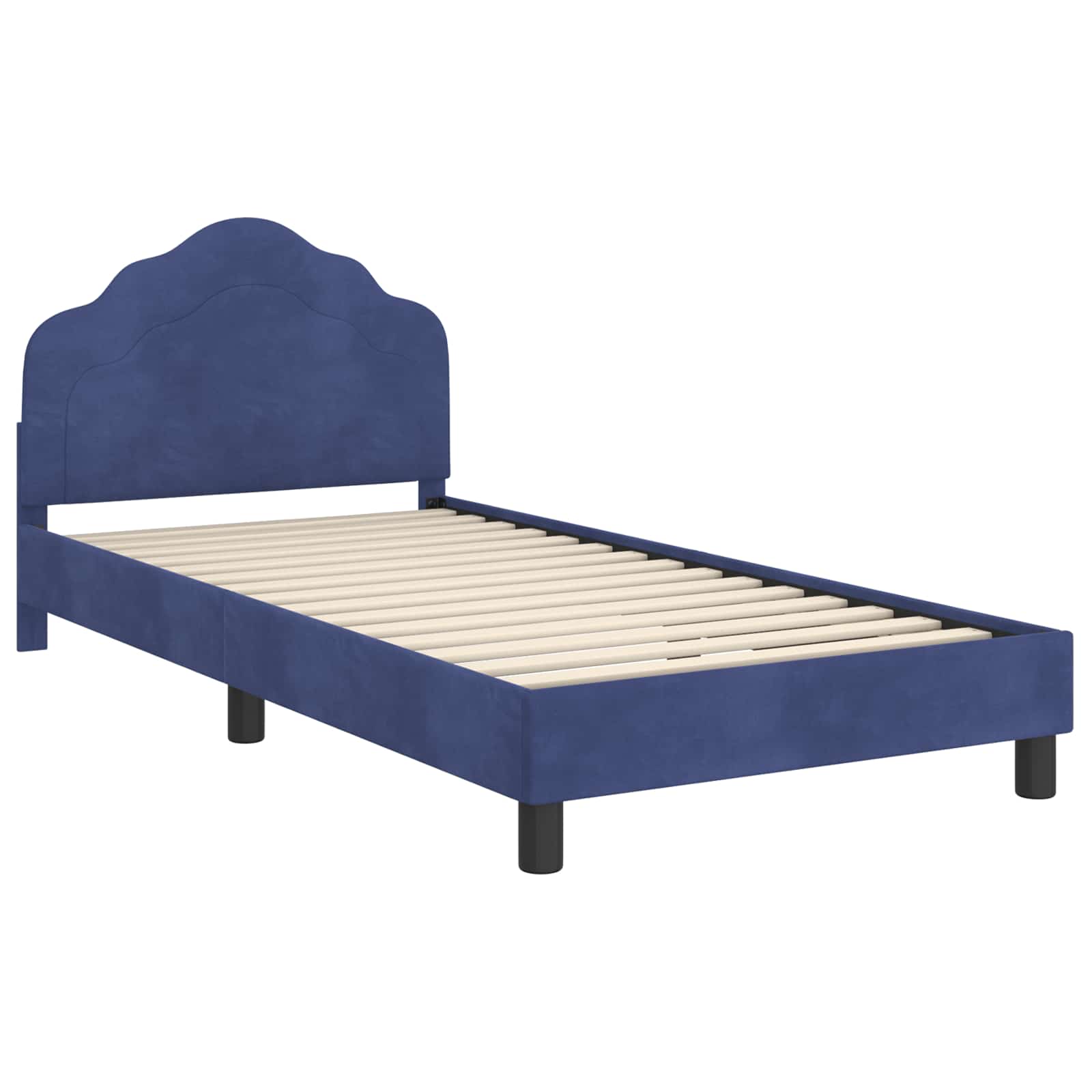 Kinderbettgestell mit Kopfteil Polizeiblau 90 x 200 cm Samt