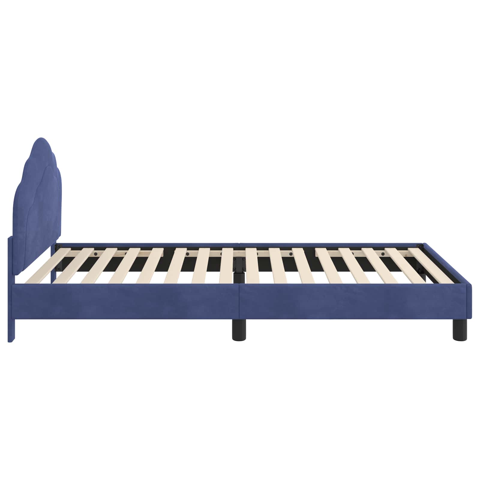 Kinderbettgestell mit Kopfteil Polizeiblau 90 x 200 cm Samt