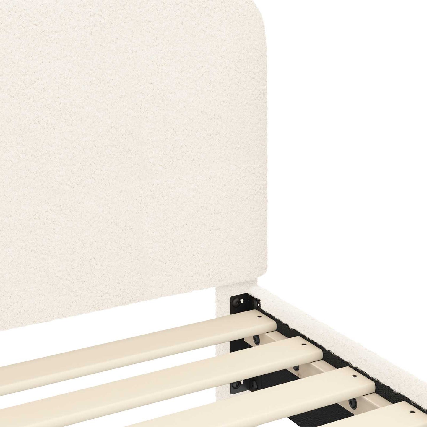Kinderbettgestell mit Kopfteil Creme 70 x 140 cm Bouclé