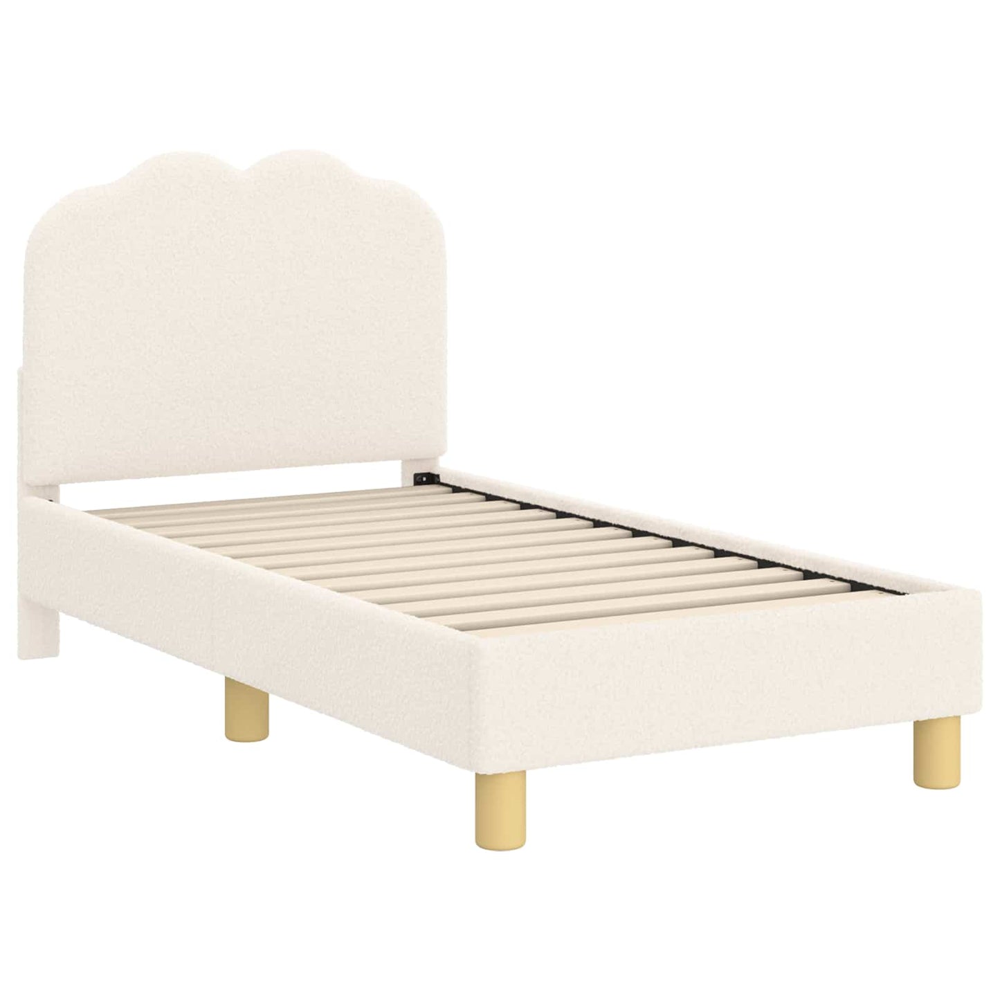 Kinderbettgestell mit Kopfteil Creme 70 x 140 cm Bouclé
