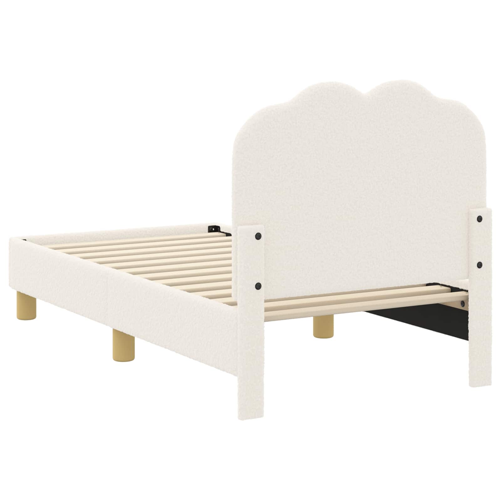 Kinderbettgestell mit Kopfteil Creme 70 x 140 cm Bouclé