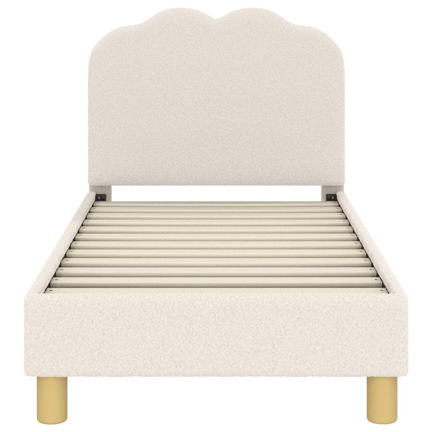 Kinderbettgestell mit Kopfteil Creme 70 x 140 cm Bouclé