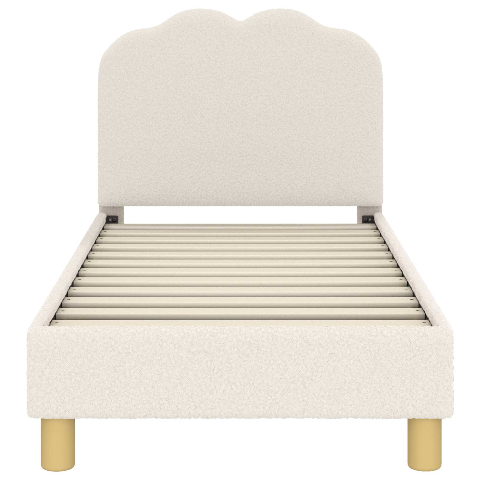Kinderbettgestell mit Kopfteil Creme 70 x 140 cm Bouclé