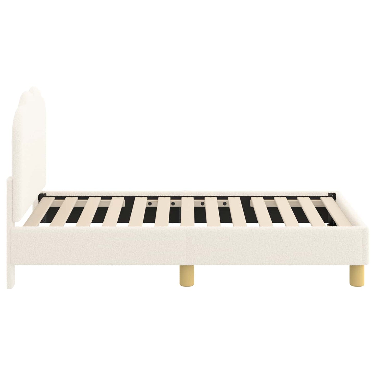 Kinderbettgestell mit Kopfteil Creme 70 x 140 cm Bouclé