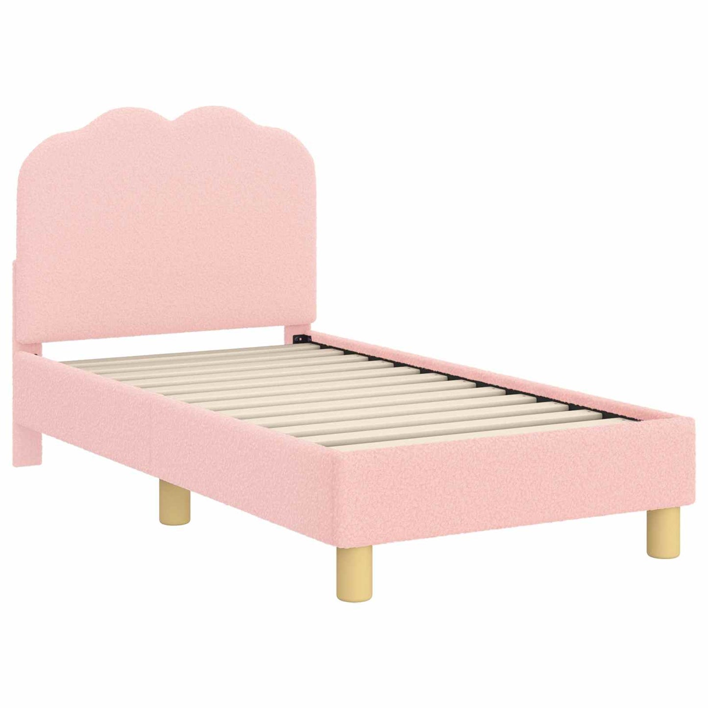 Kinderbettgestell mit Kopfteil Rosa 70 x 140 cm Bouclé