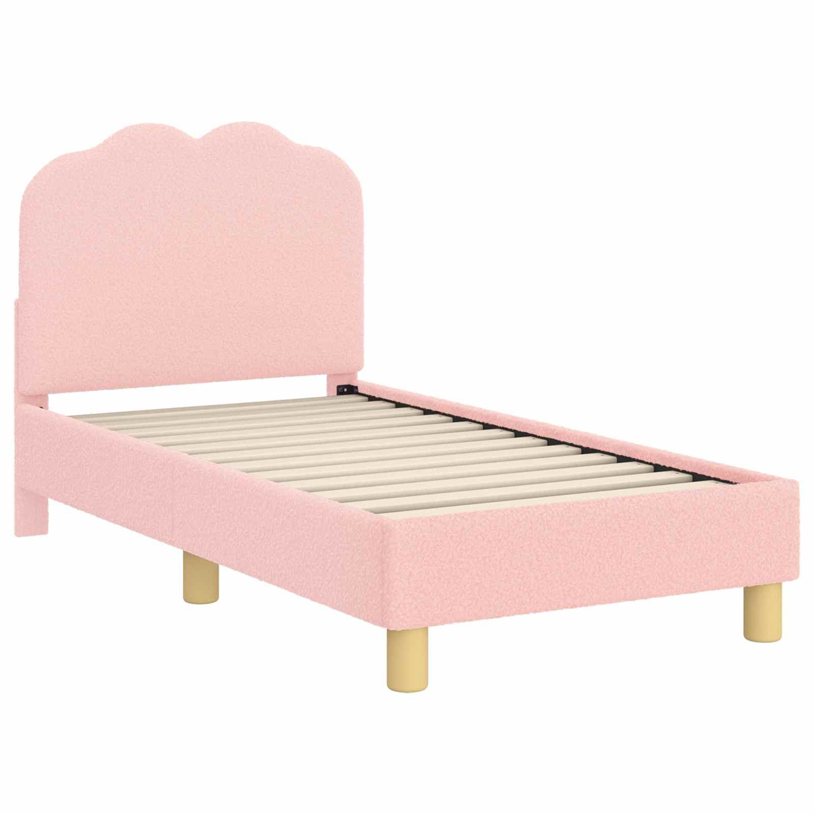 Kinderbettgestell mit Kopfteil Rosa 70 x 140 cm Bouclé