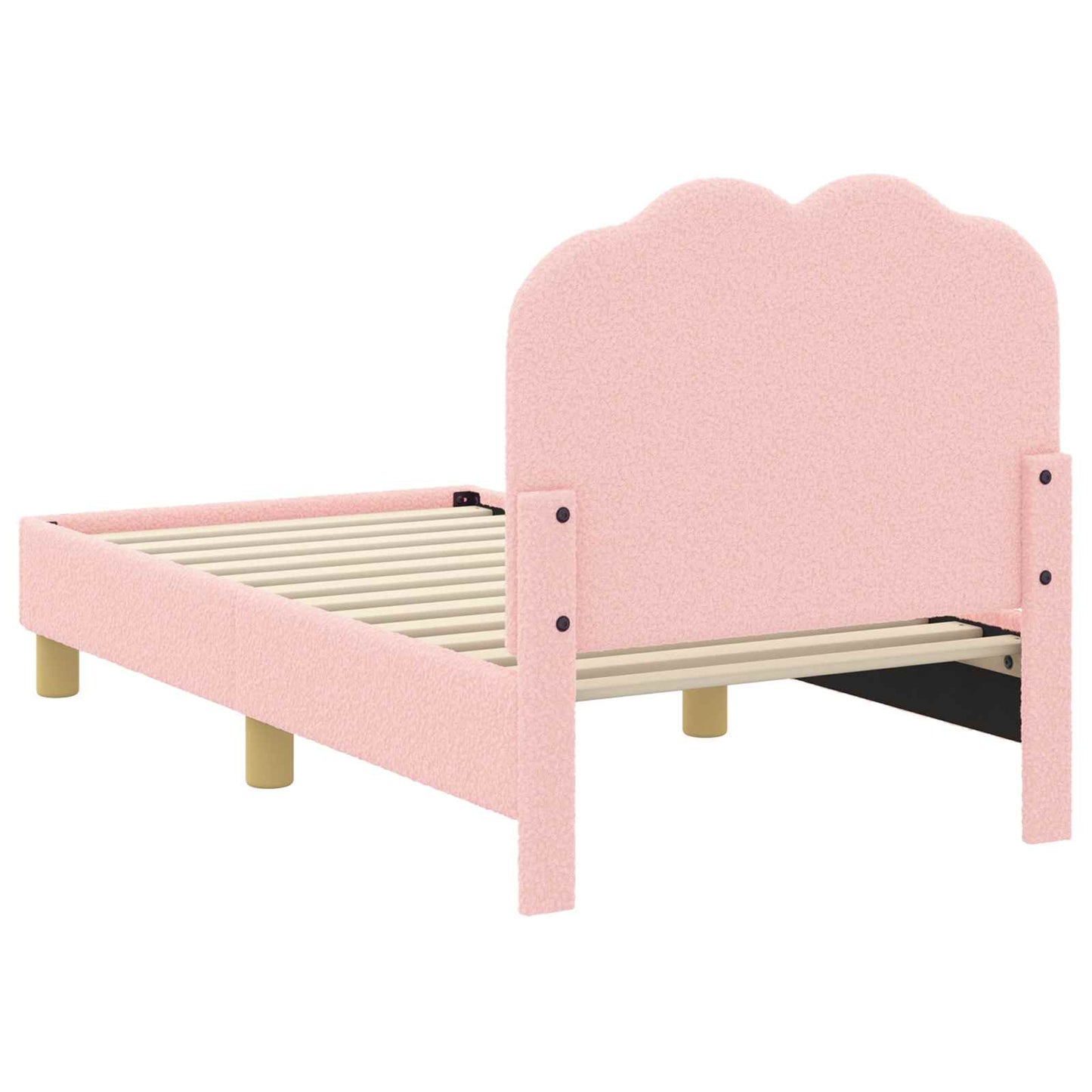 Kinderbettgestell mit Kopfteil Rosa 70 x 140 cm Bouclé