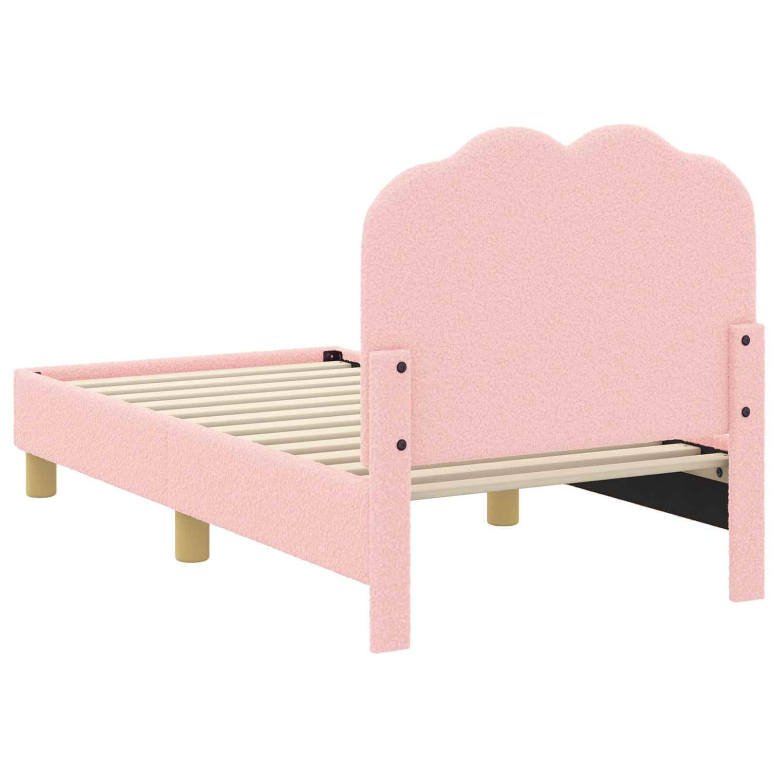 Kinderbettgestell mit Kopfteil Rosa 70 x 140 cm Bouclé