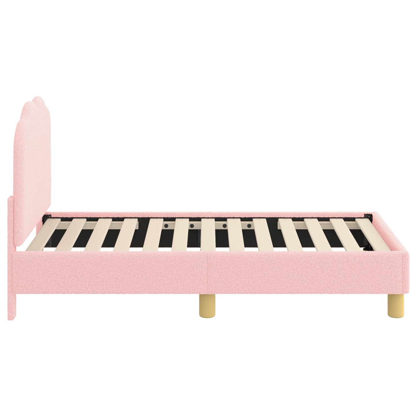 Kinderbettgestell mit Kopfteil Rosa 70 x 140 cm Bouclé