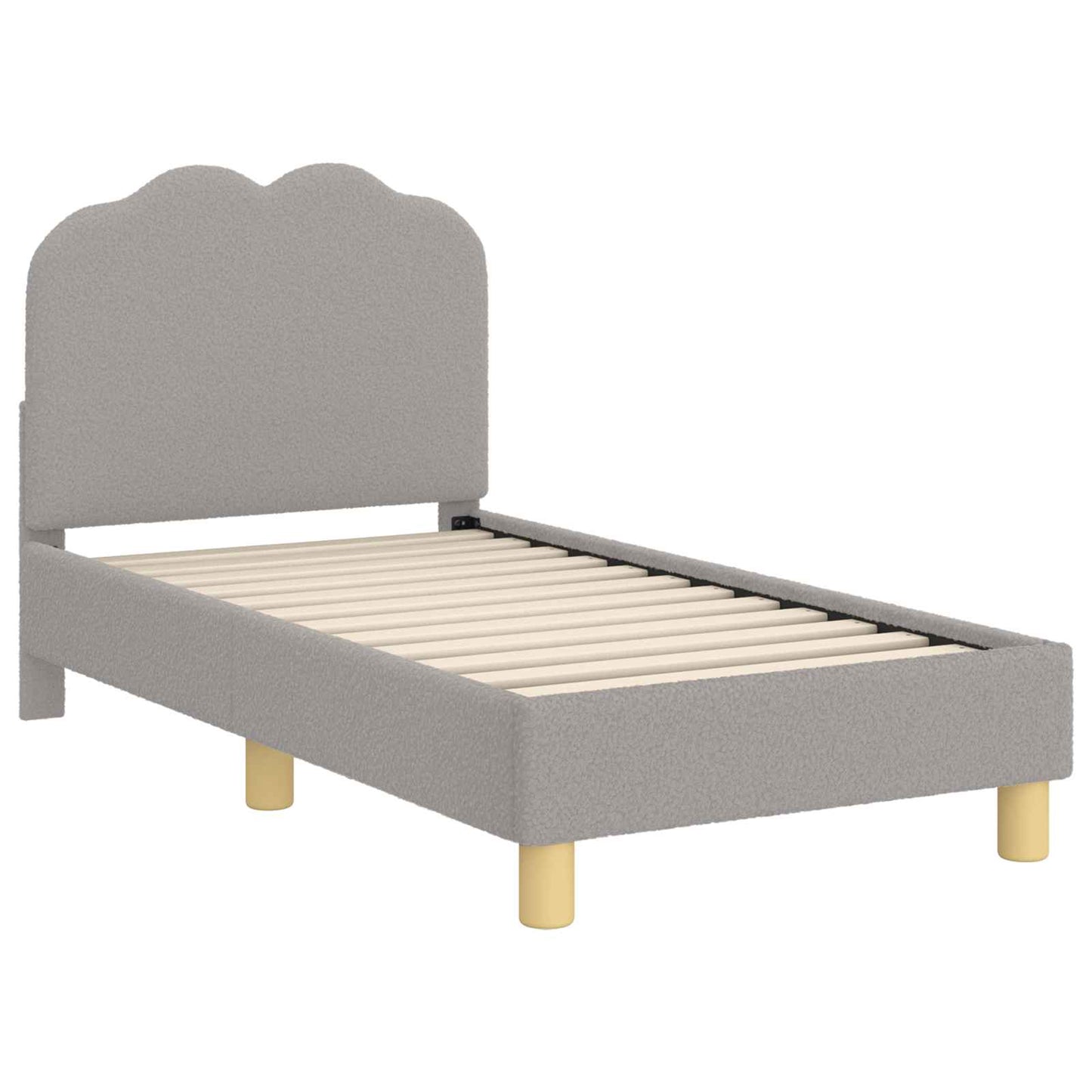 Kinderbettgestell mit Kopfteil Hellgrau 70 x 140 cm Bouclé