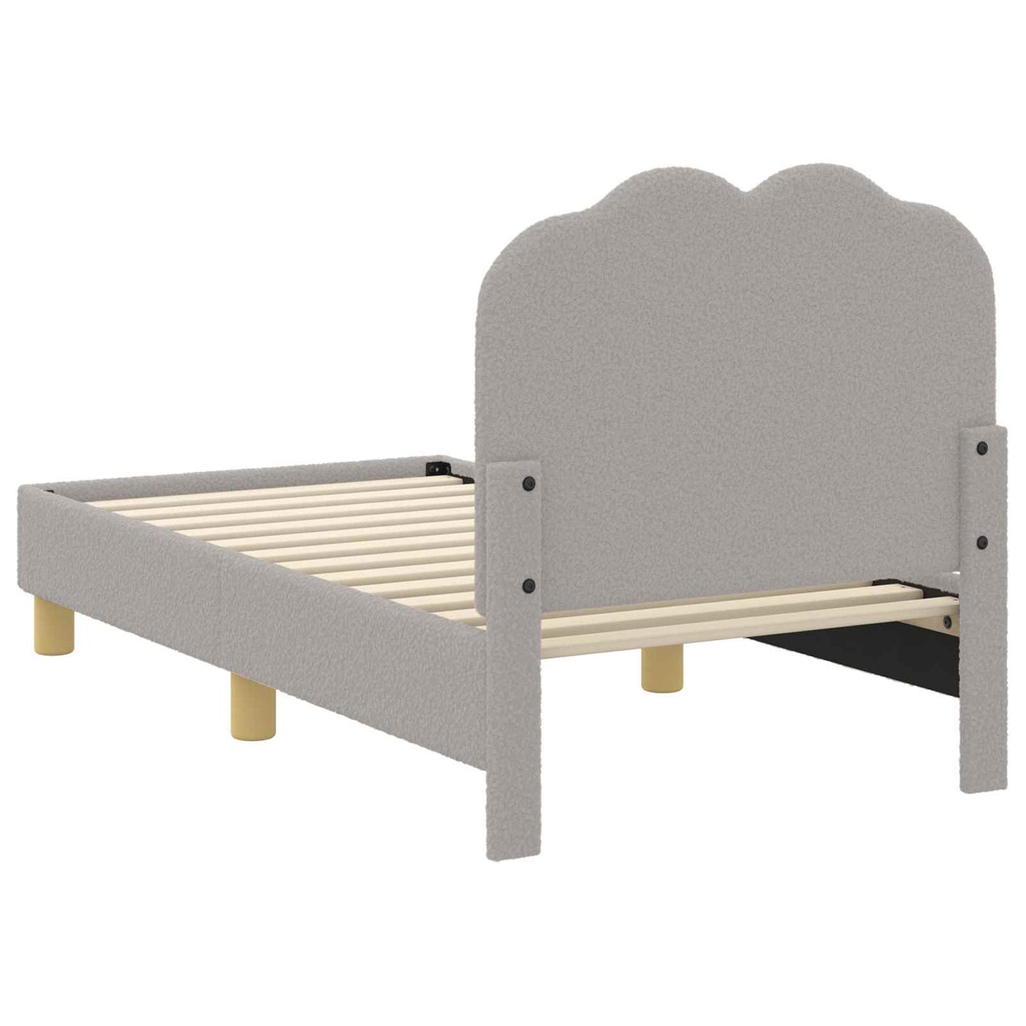 Kinderbettgestell mit Kopfteil Hellgrau 70 x 140 cm Bouclé