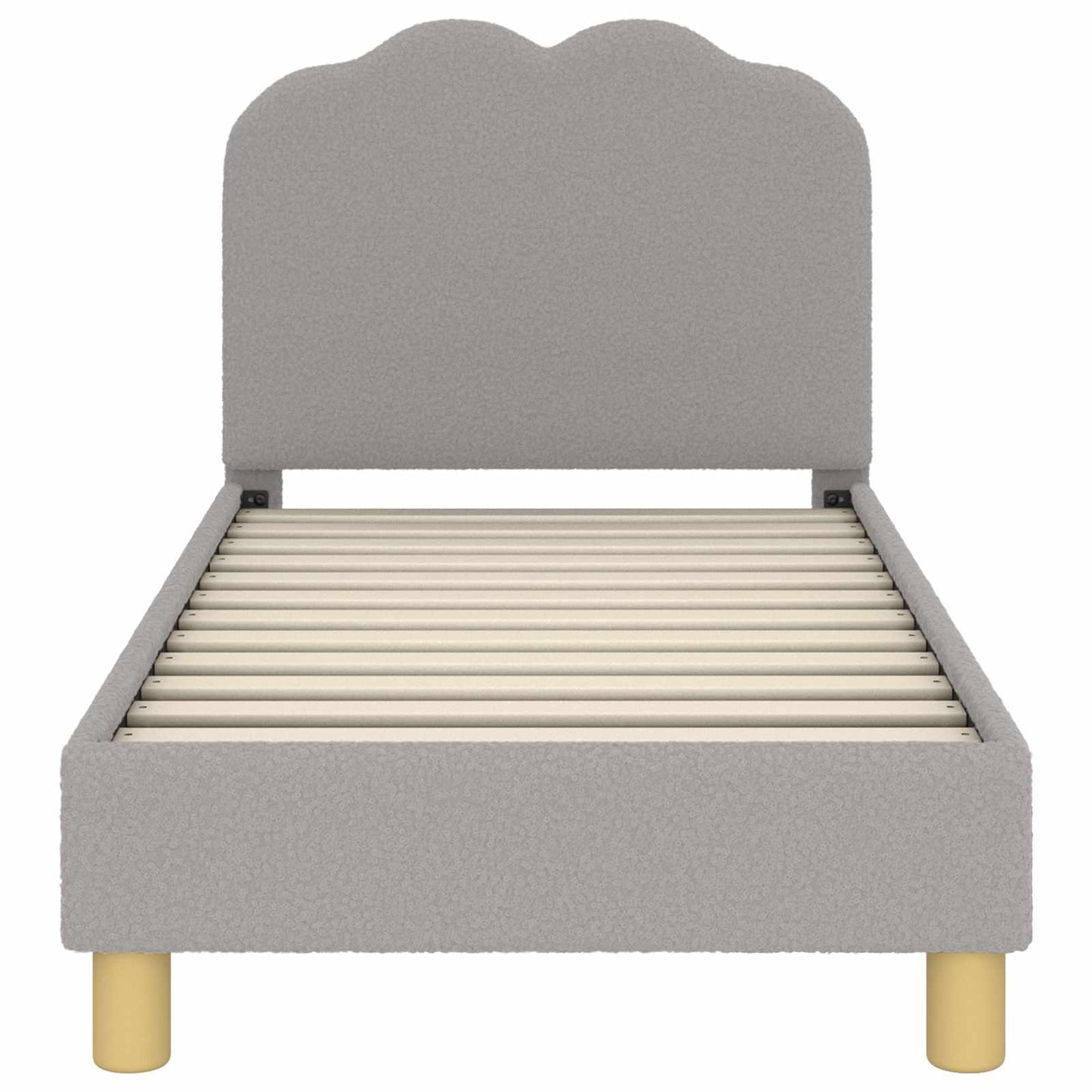 Kinderbettgestell mit Kopfteil Hellgrau 70 x 140 cm Bouclé
