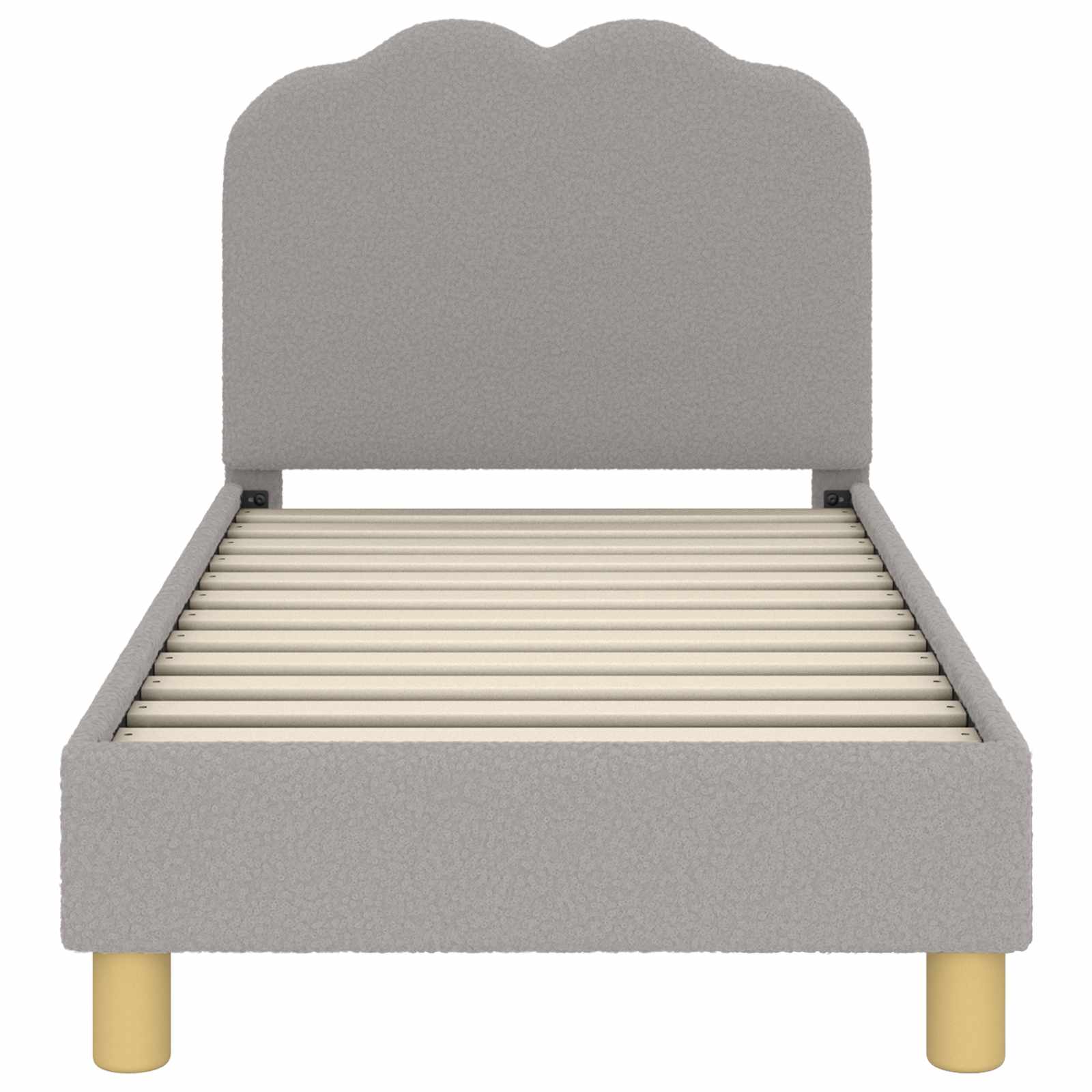 Kinderbettgestell mit Kopfteil Hellgrau 70 x 140 cm Bouclé