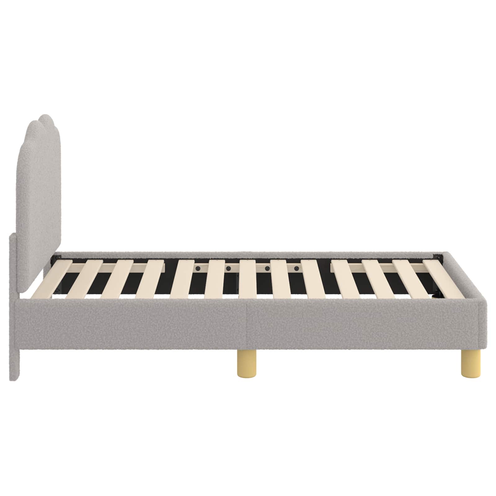 Kinderbettgestell mit Kopfteil Hellgrau 70 x 140 cm Bouclé