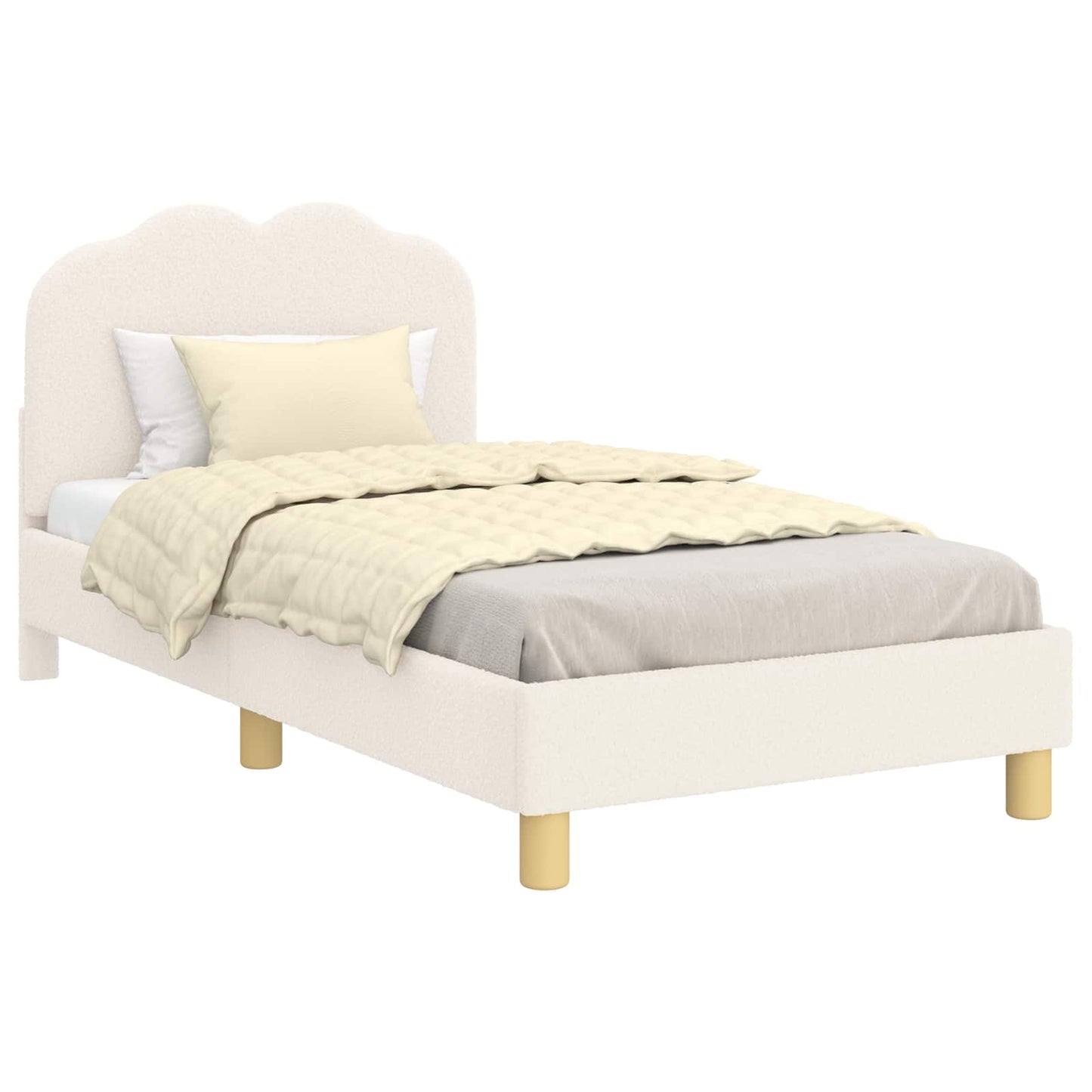 Kinderbettgestell mit Kopfteil Creme 80 x 160 cm Bouclé