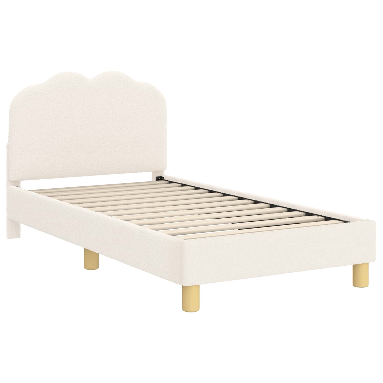 Kinderbettgestell mit Kopfteil Creme 80 x 160 cm Bouclé