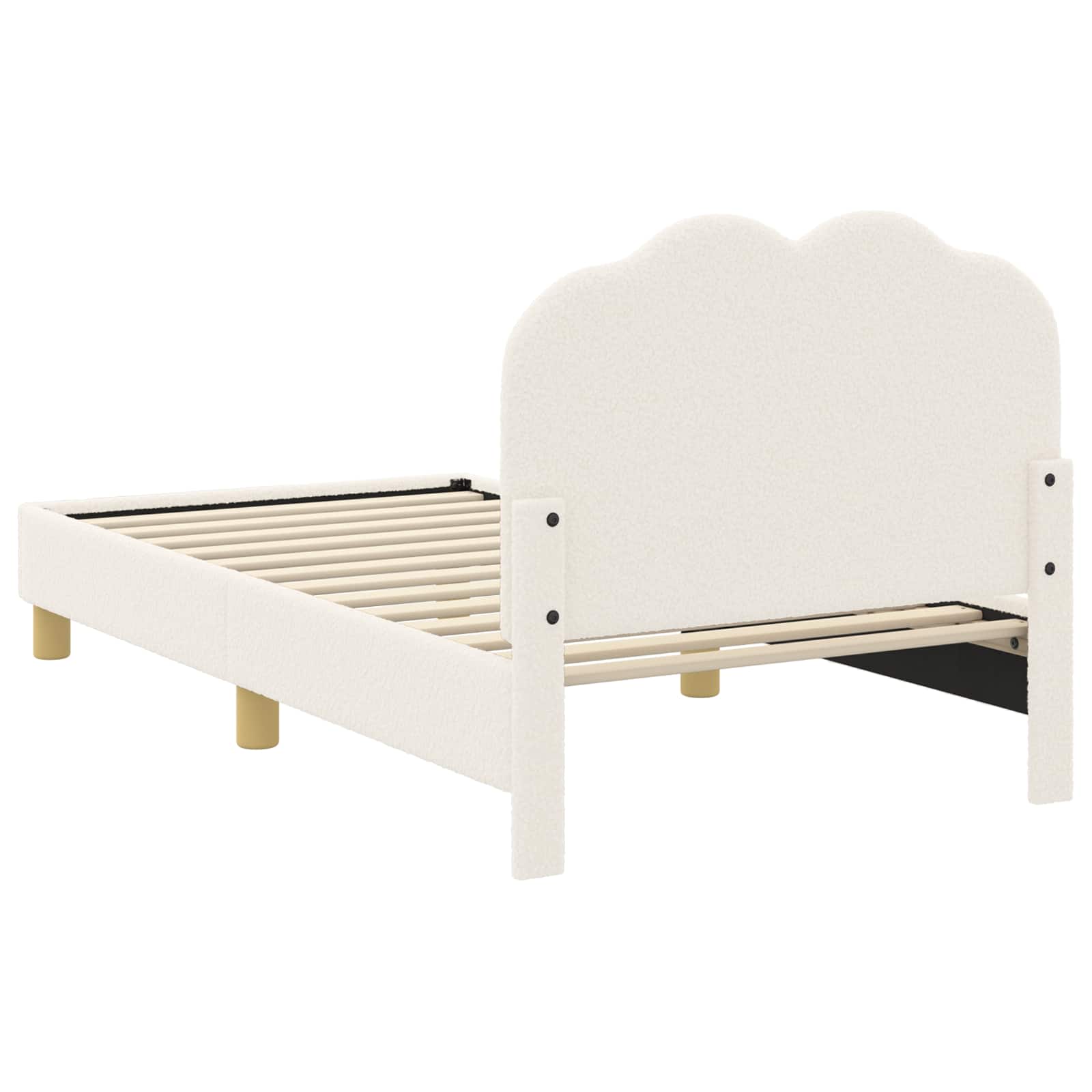 Kinderbettgestell mit Kopfteil Creme 80 x 160 cm Bouclé