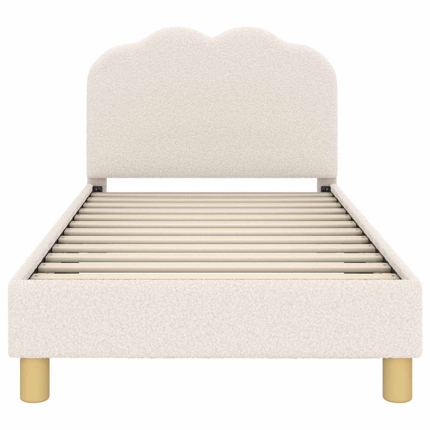 Kinderbettgestell mit Kopfteil Creme 80 x 160 cm Bouclé