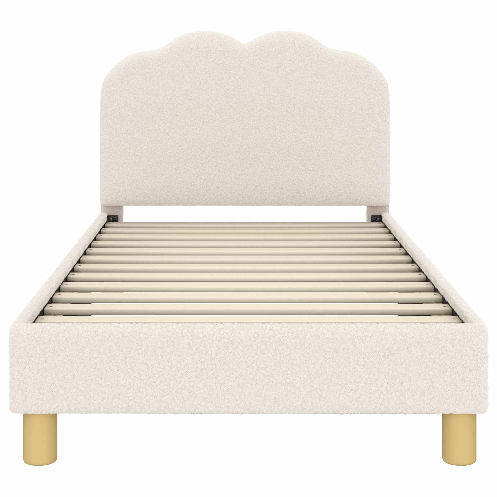 Kinderbettgestell mit Kopfteil Creme 80 x 160 cm Bouclé