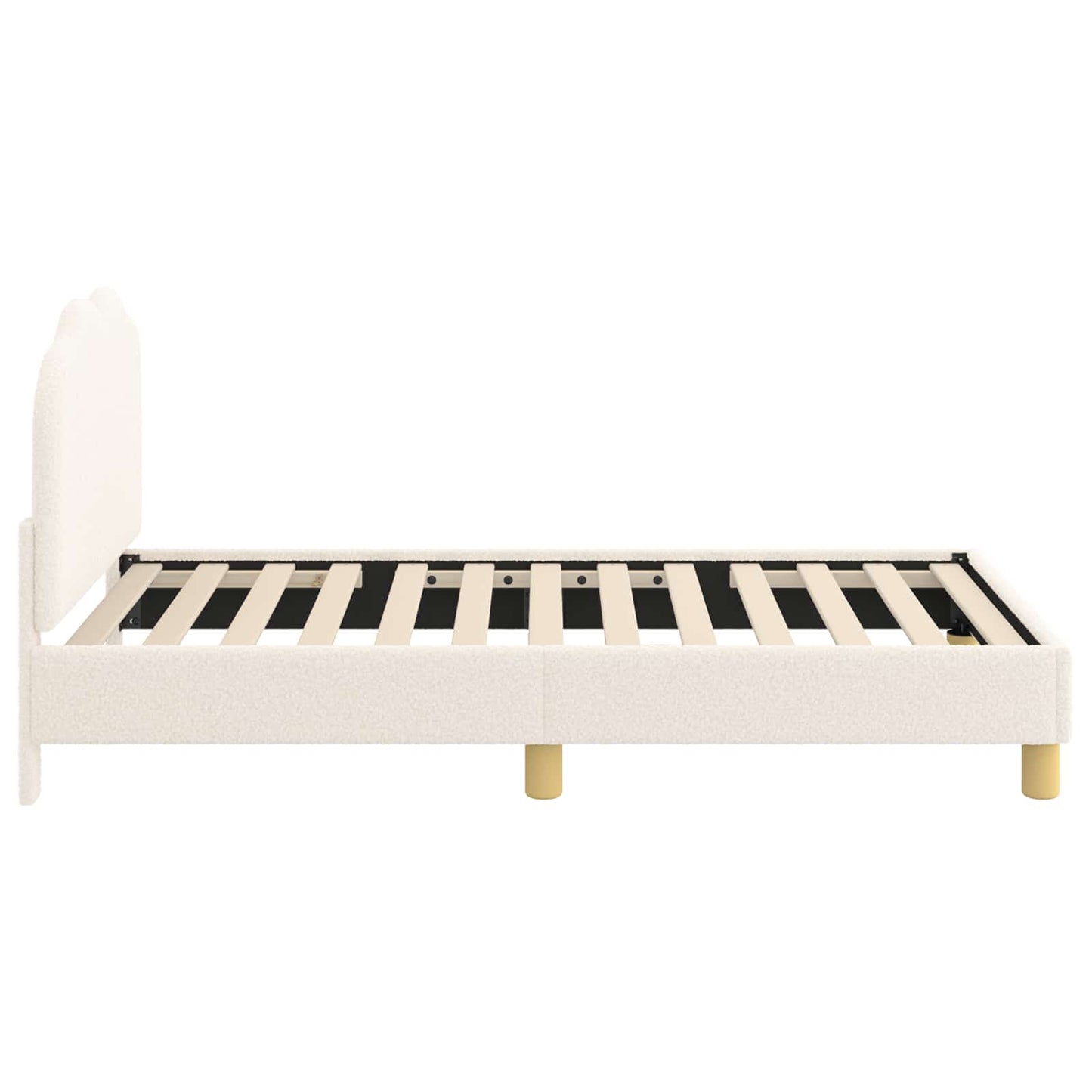 Kinderbettgestell mit Kopfteil Creme 80 x 160 cm Bouclé