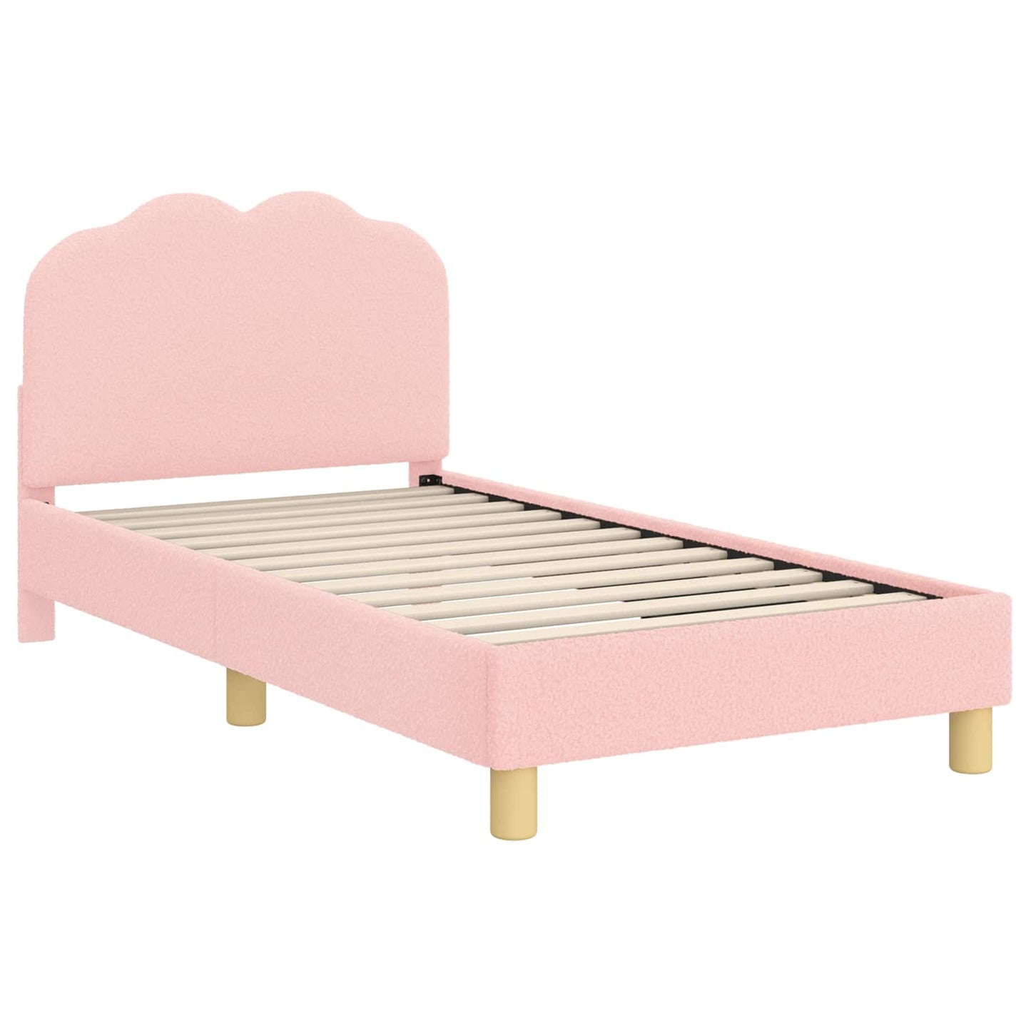 Kinderbettgestell mit Kopfteil Rosa 80 x 160 cm Bouclé