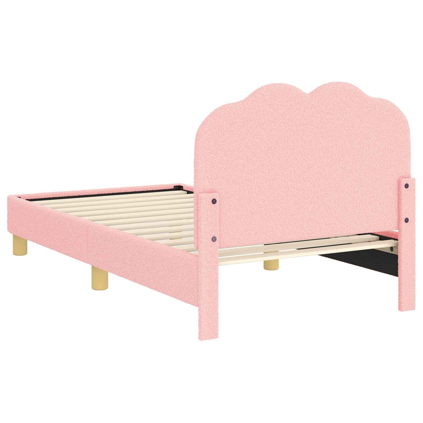Kinderbettgestell mit Kopfteil Rosa 80 x 160 cm Bouclé