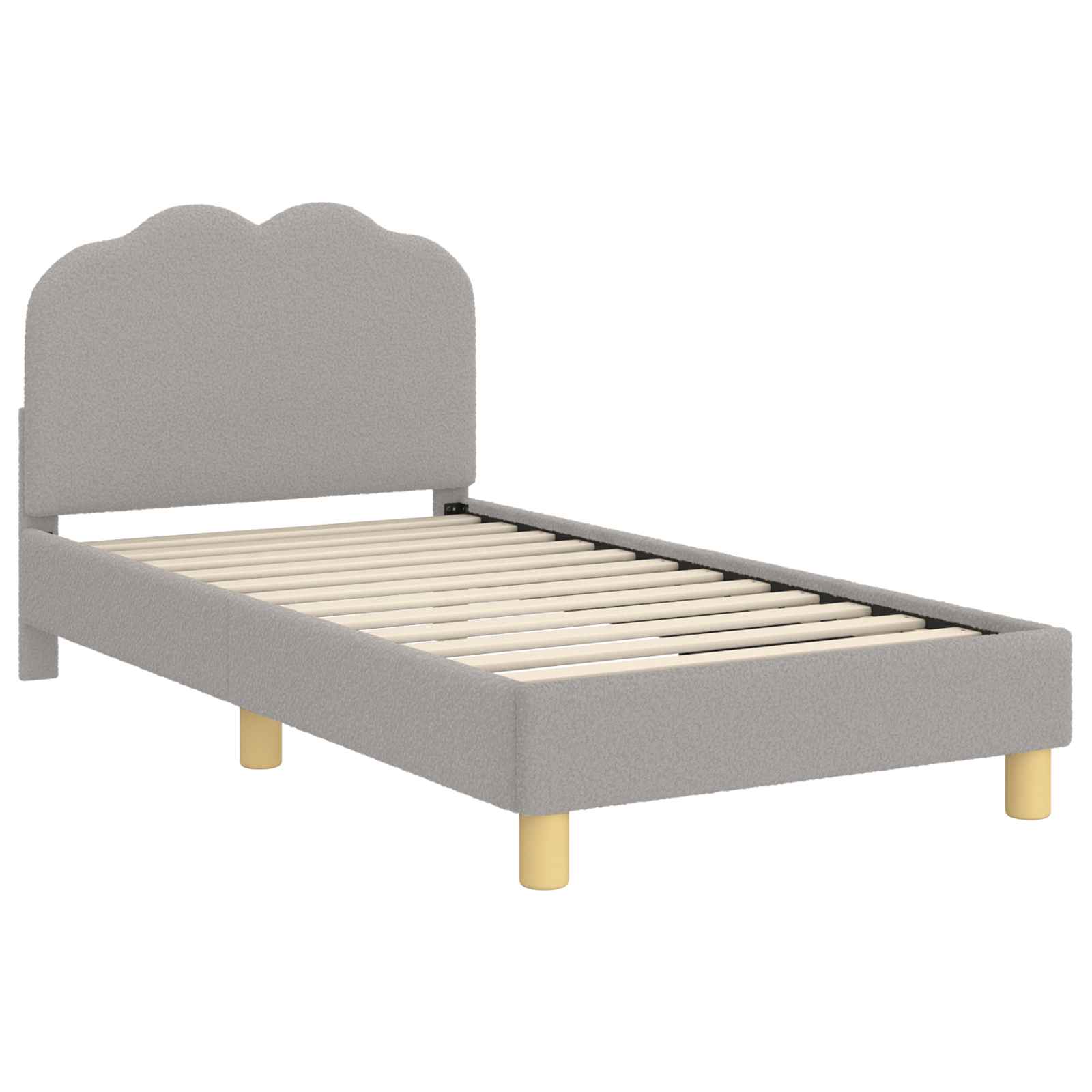 Kinderbettgestell mit Kopfteil Hellgrau 80x160 cm Bouclé