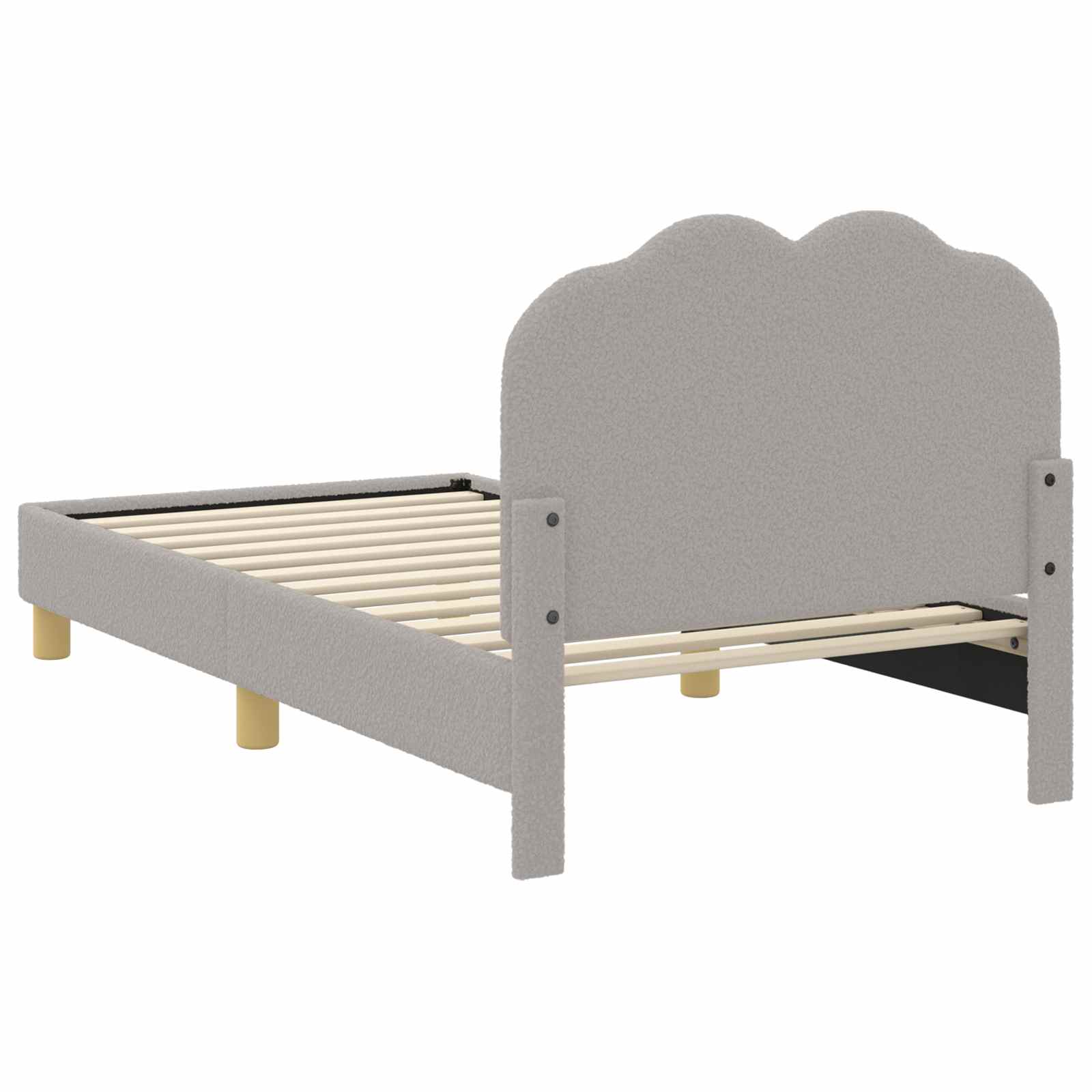 Kinderbettgestell mit Kopfteil Hellgrau 80x160 cm Bouclé