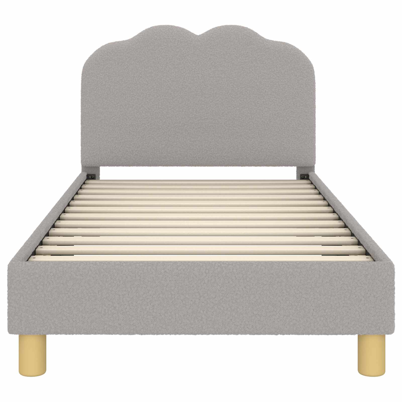 Kinderbettgestell mit Kopfteil Hellgrau 80x160 cm Bouclé