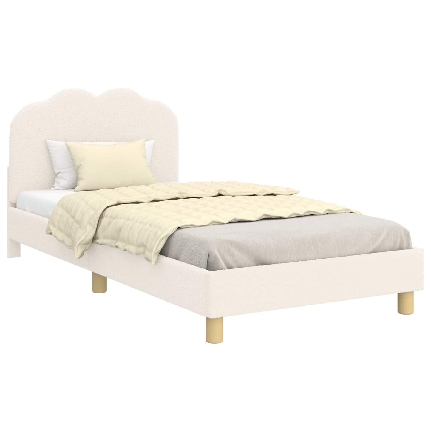 Kinderbettgestell mit Kopfteil Creme 80 x 200 cm Bouclé