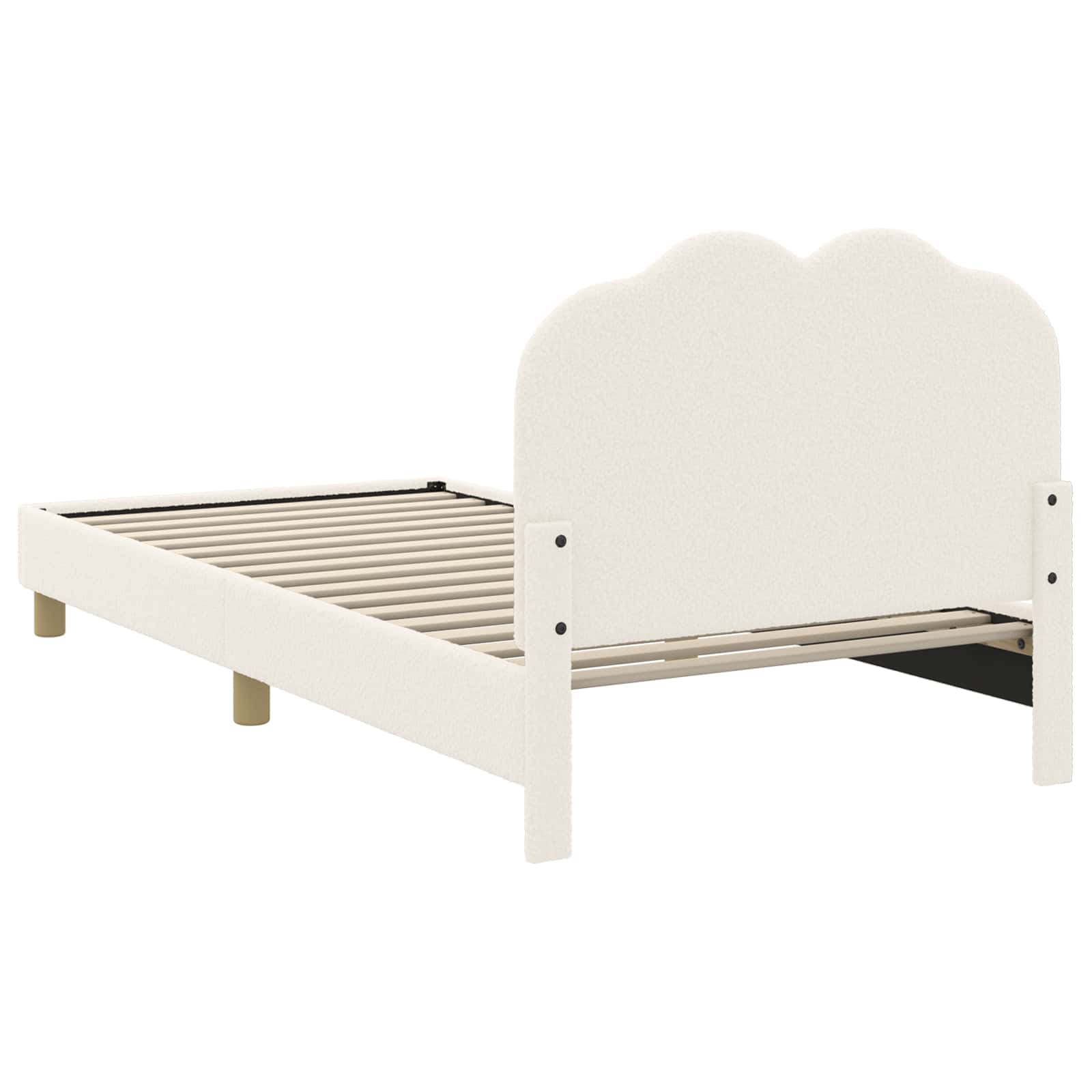 Kinderbettgestell mit Kopfteil Creme 80 x 200 cm Bouclé