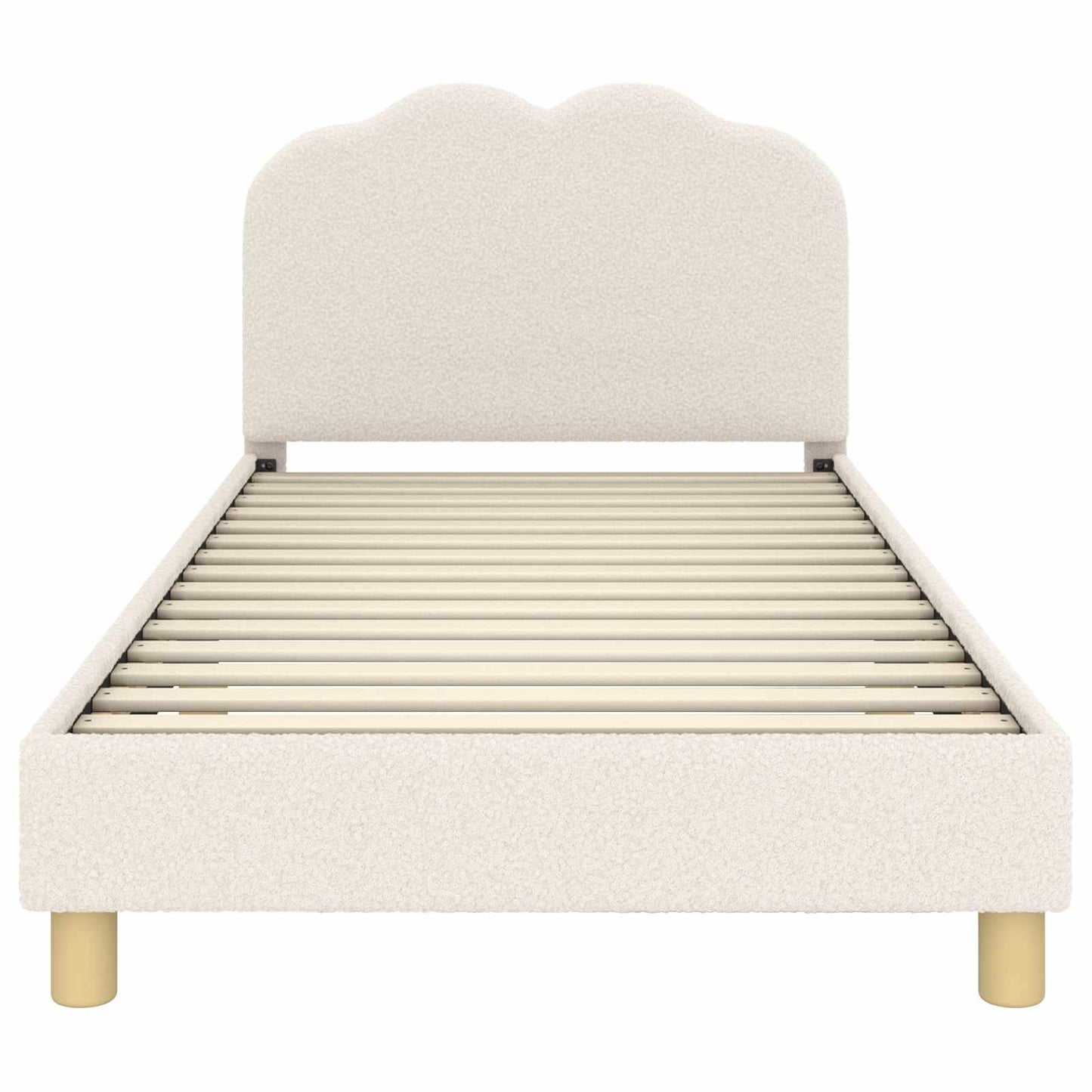 Kinderbettgestell mit Kopfteil Creme 80 x 200 cm Bouclé