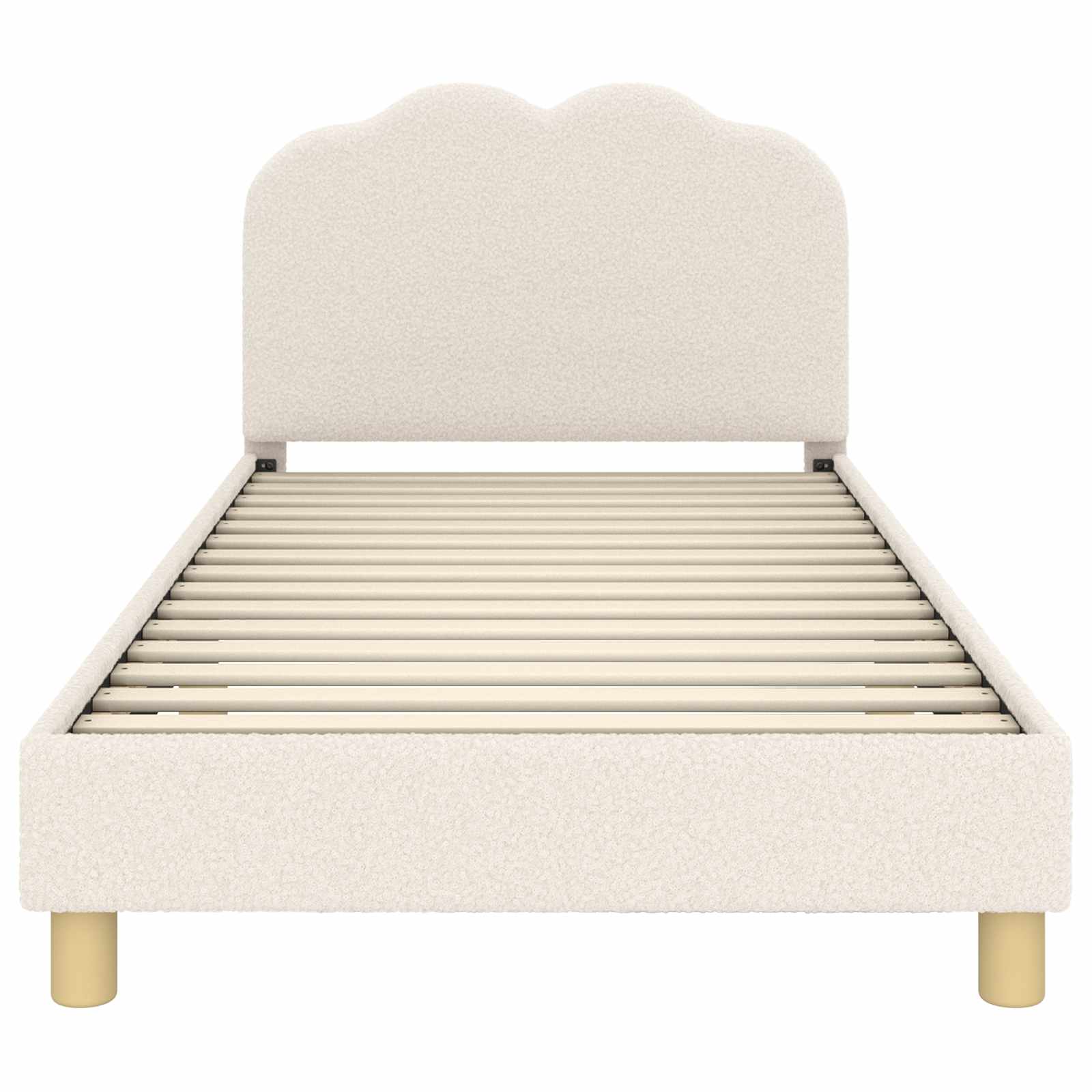 Kinderbettgestell mit Kopfteil Creme 80 x 200 cm Bouclé