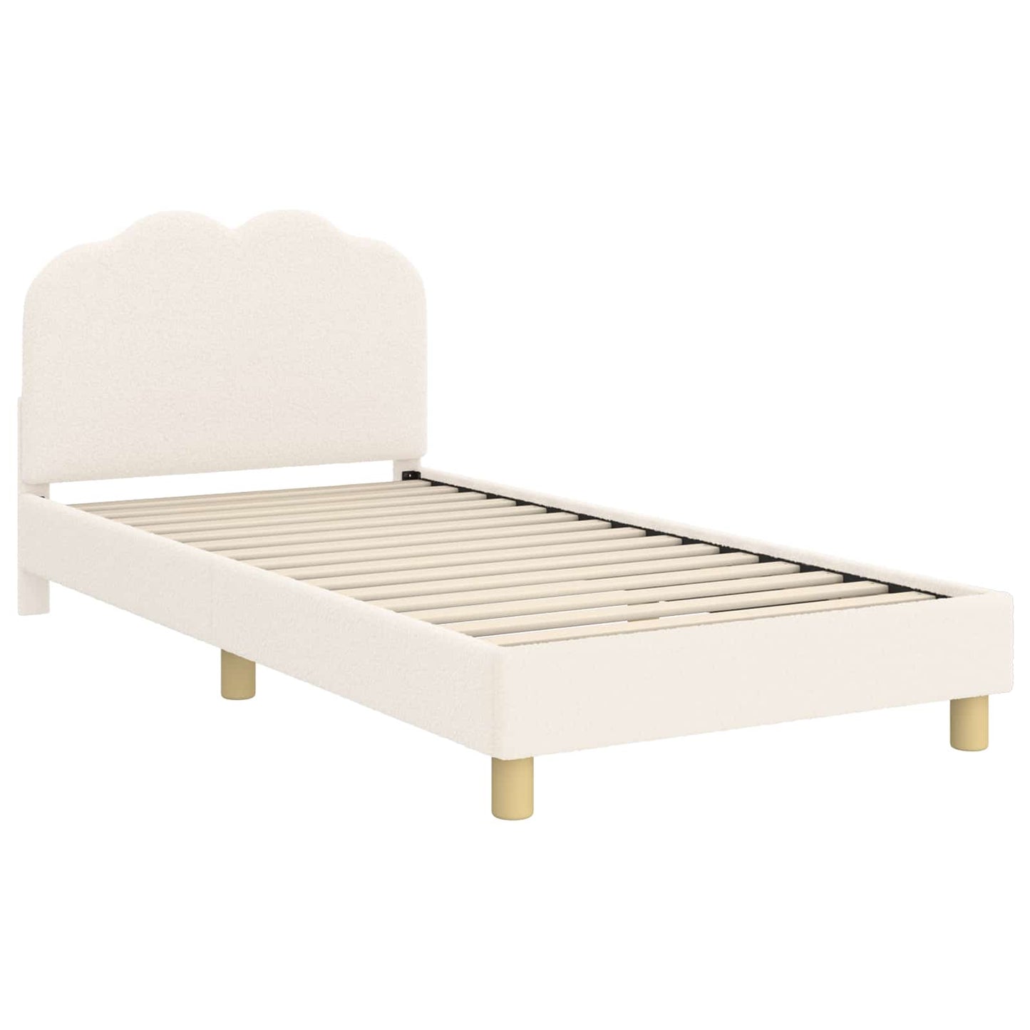 Kinderbettgestell mit Kopfteil Creme 90 x 190 cm Bouclé
