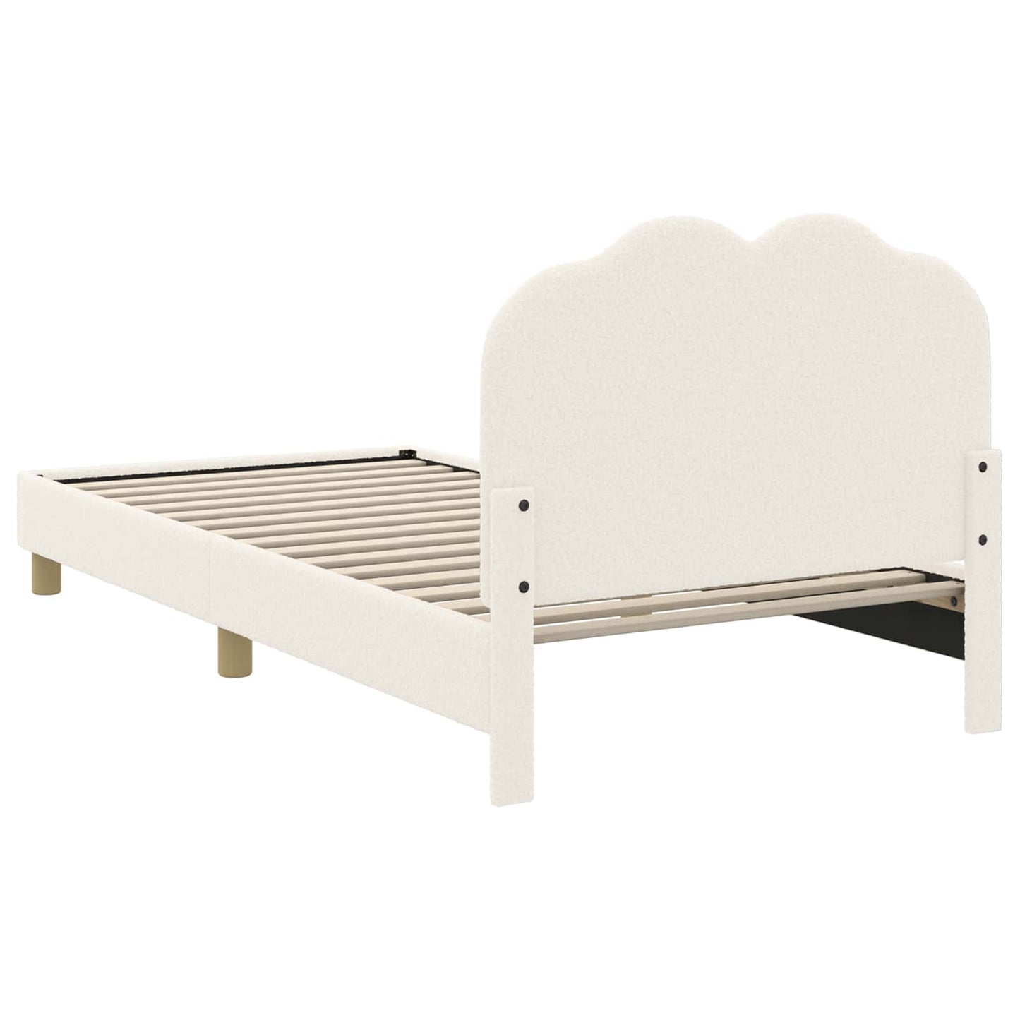Kinderbettgestell mit Kopfteil Creme 90 x 200 cm Bouclé