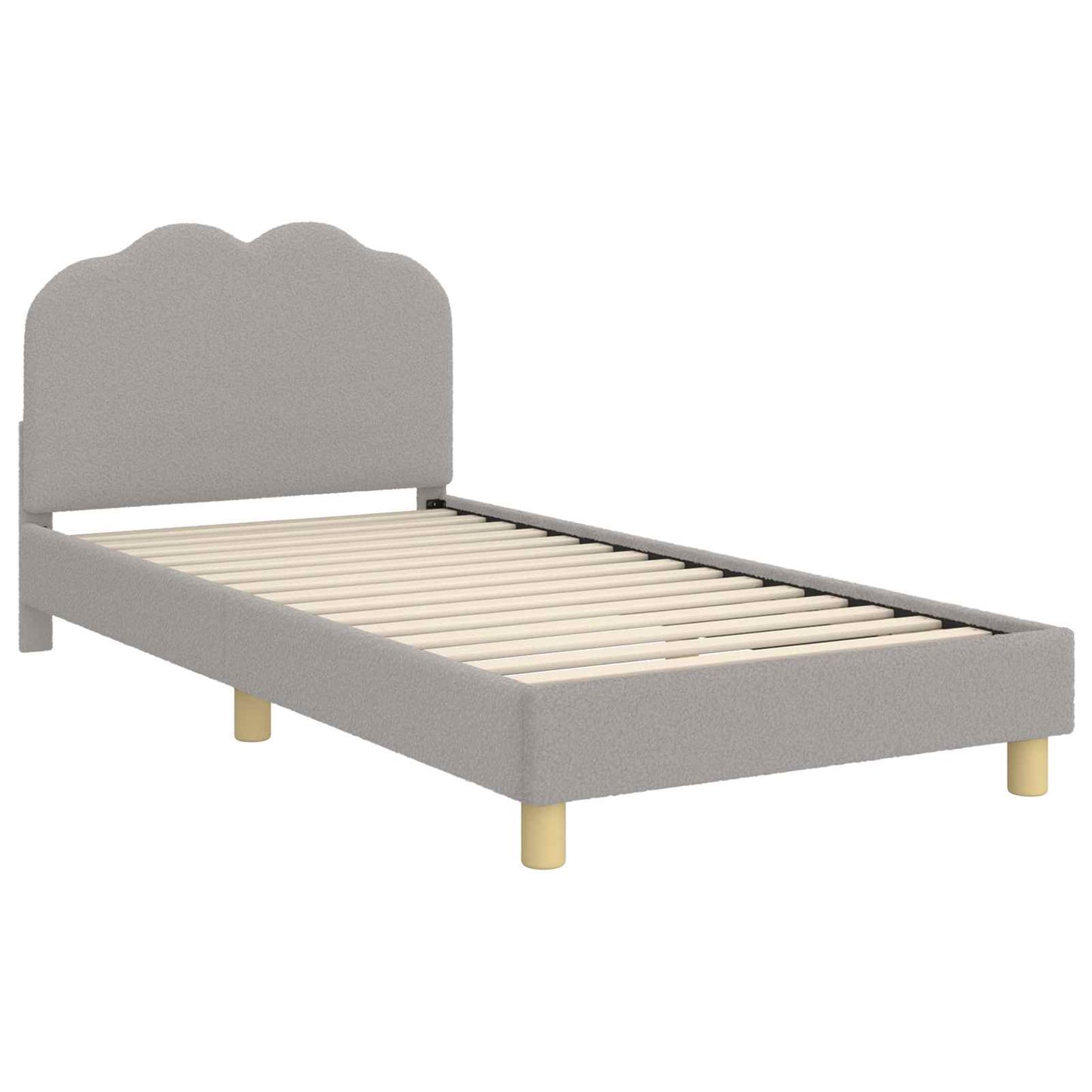 Kinderbettgestell mit Kopfteil Hellgrau 90x200 cm Bouclé