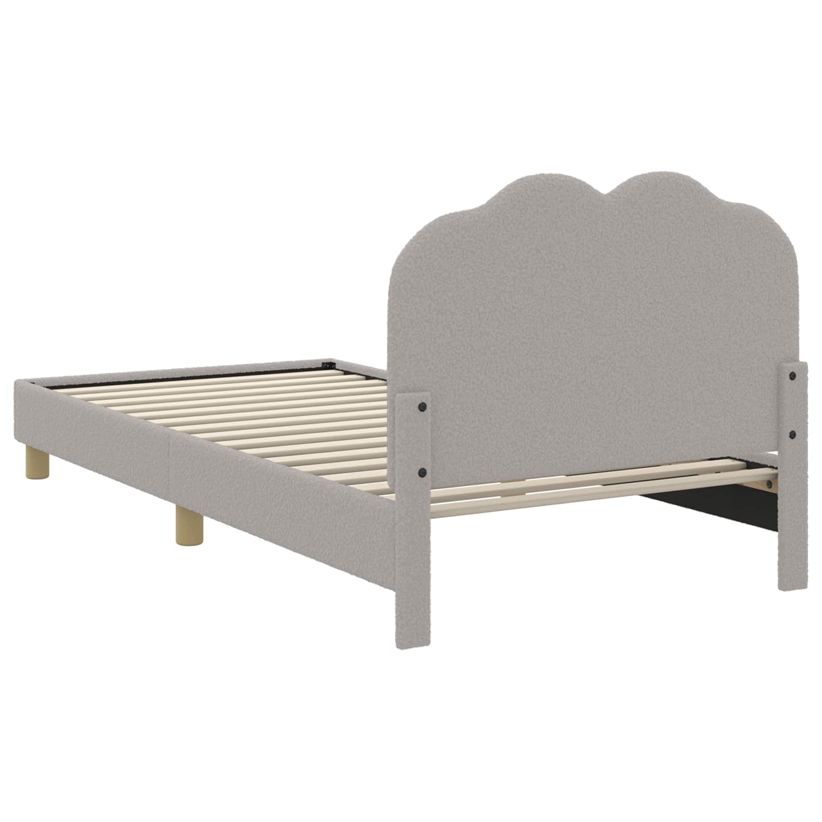Kinderbettgestell mit Kopfteil Hellgrau 90x200 cm Bouclé
