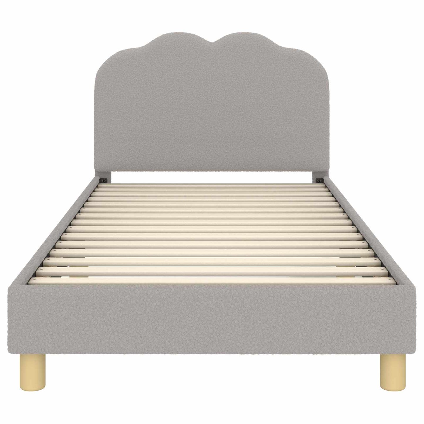 Kinderbettgestell mit Kopfteil Hellgrau 90x200 cm Bouclé