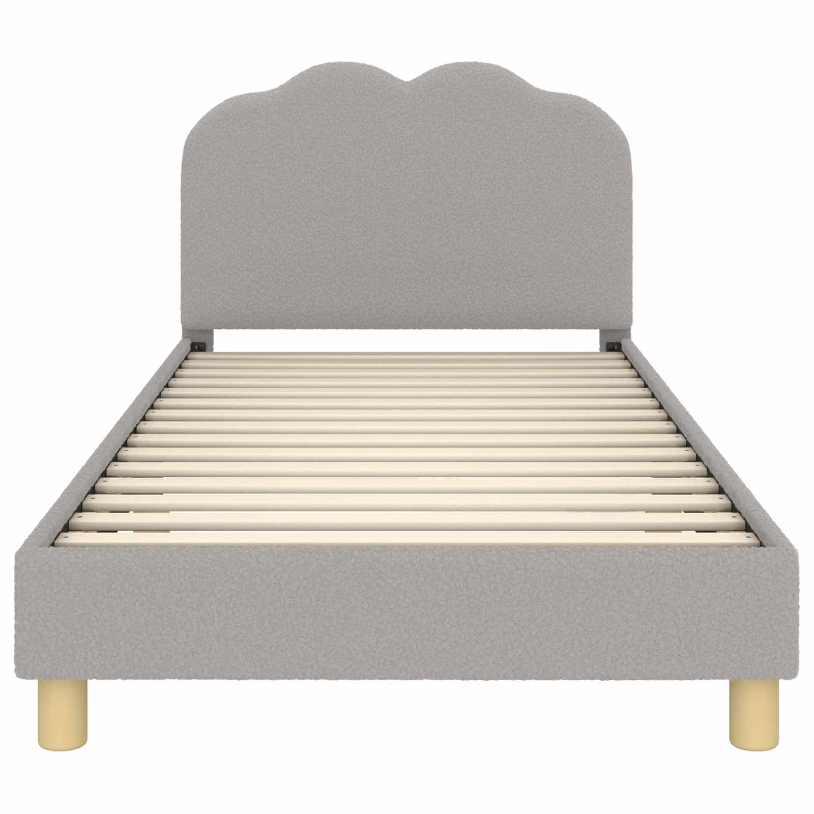 Kinderbettgestell mit Kopfteil Hellgrau 90x200 cm Bouclé