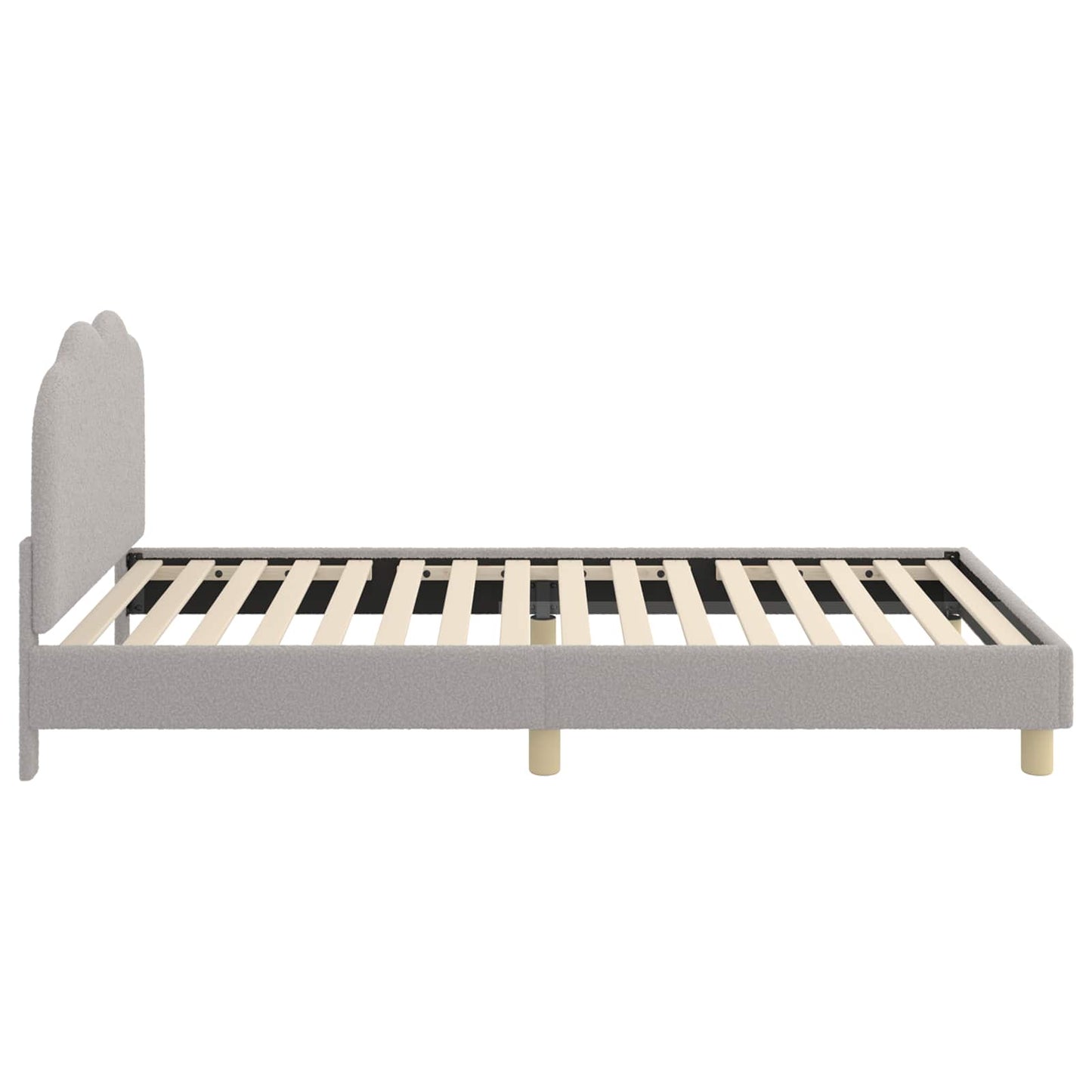 Kinderbettgestell mit Kopfteil Hellgrau 90x200 cm Bouclé