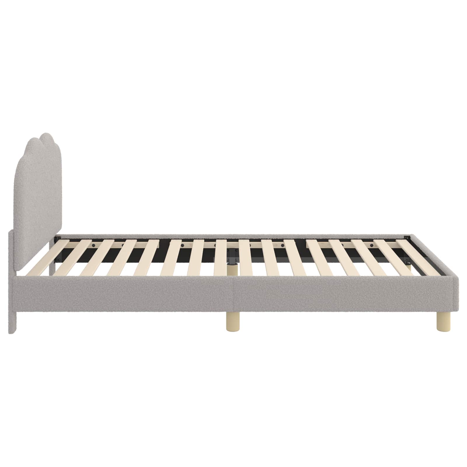 Kinderbettgestell mit Kopfteil Hellgrau 90x200 cm Bouclé