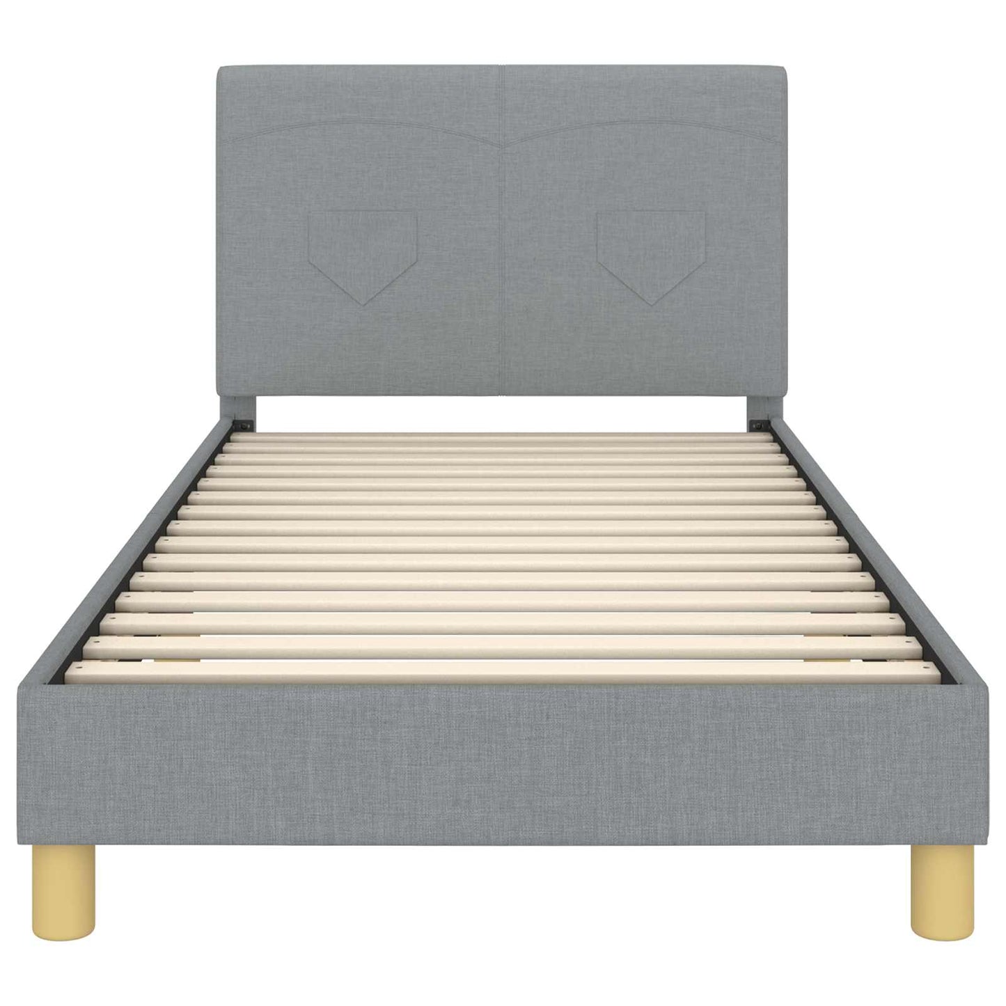Kinderbettgestell mit Kopfteil Hellgrau 90 x 200 cm Stoff