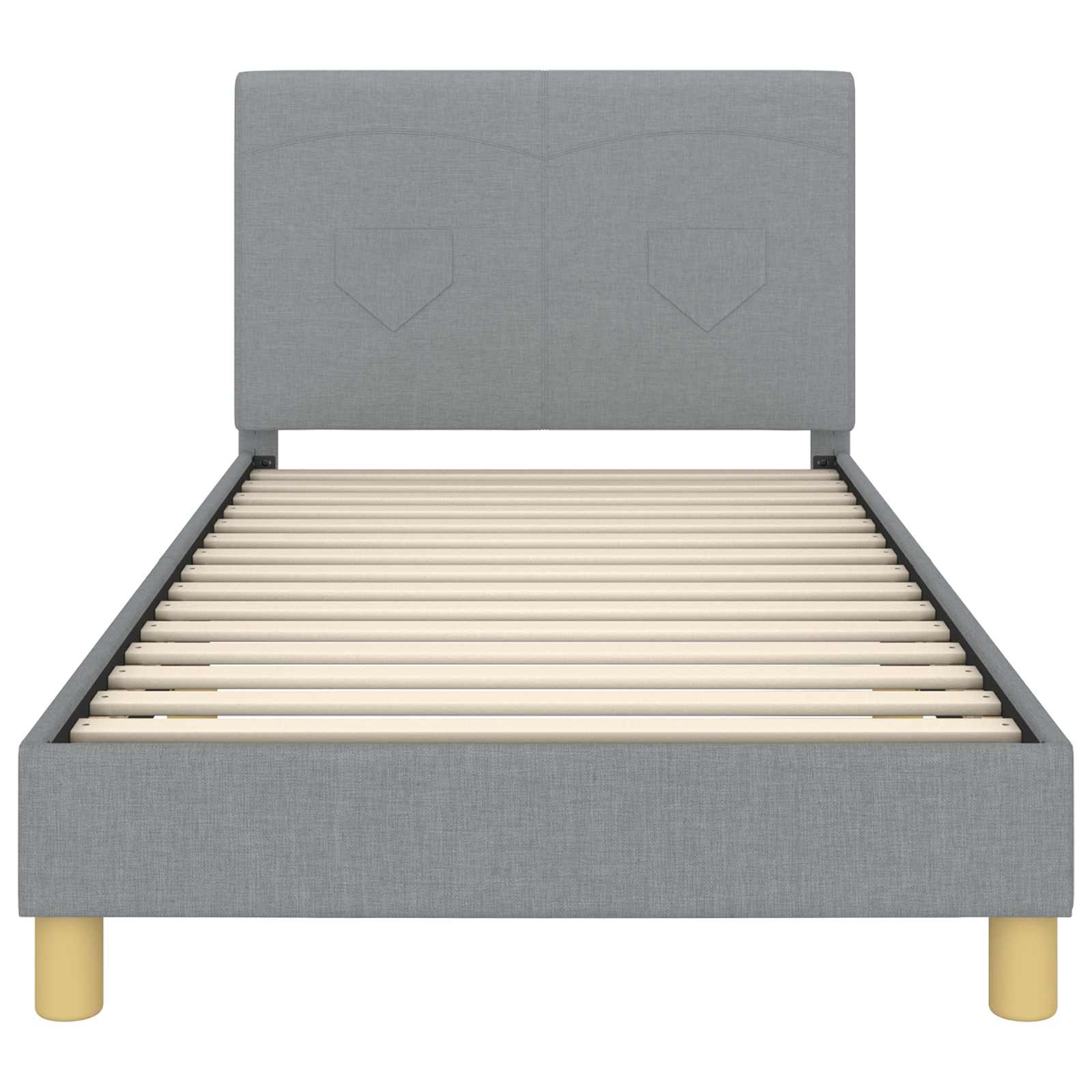 Kinderbettgestell mit Kopfteil Hellgrau 90 x 200 cm Stoff