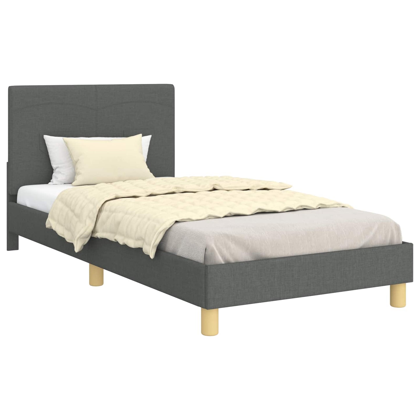Kinderbettgestell mit Kopfteil Dunkelgrau 90 x 200 cm Stoff
